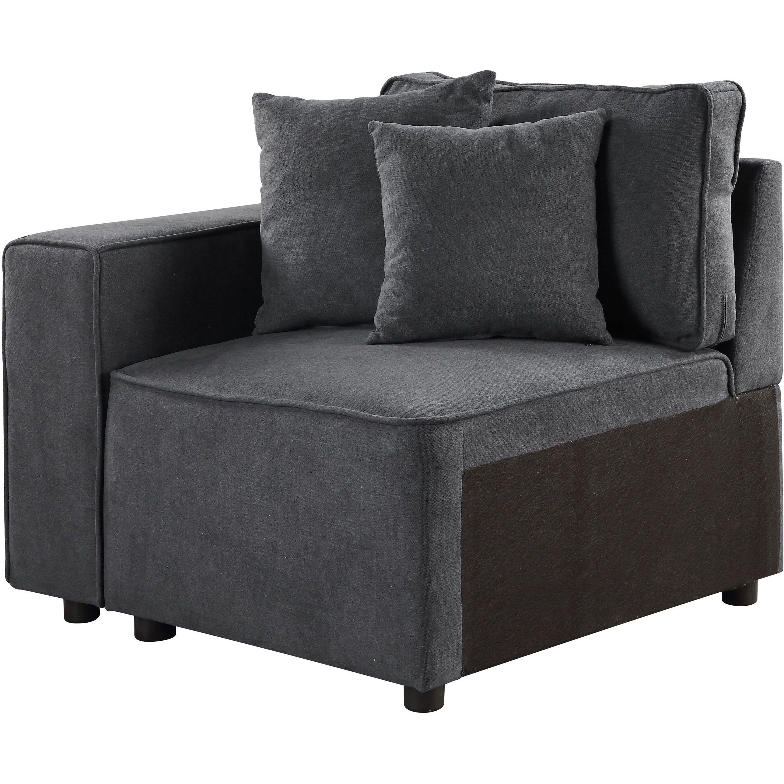 Grey Left Facing Loose Back Accent Chair