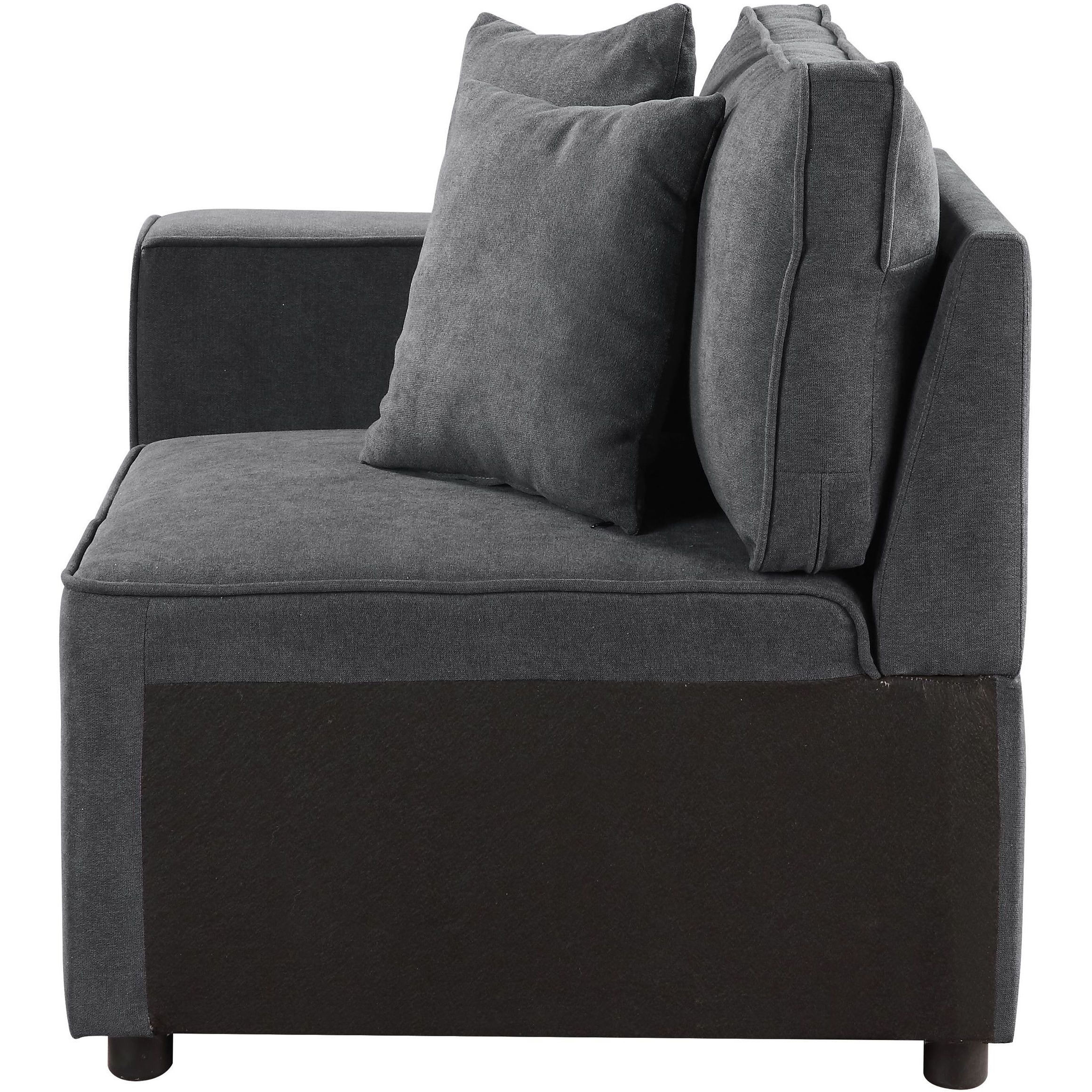 Grey Left Facing Loose Back Accent Chair