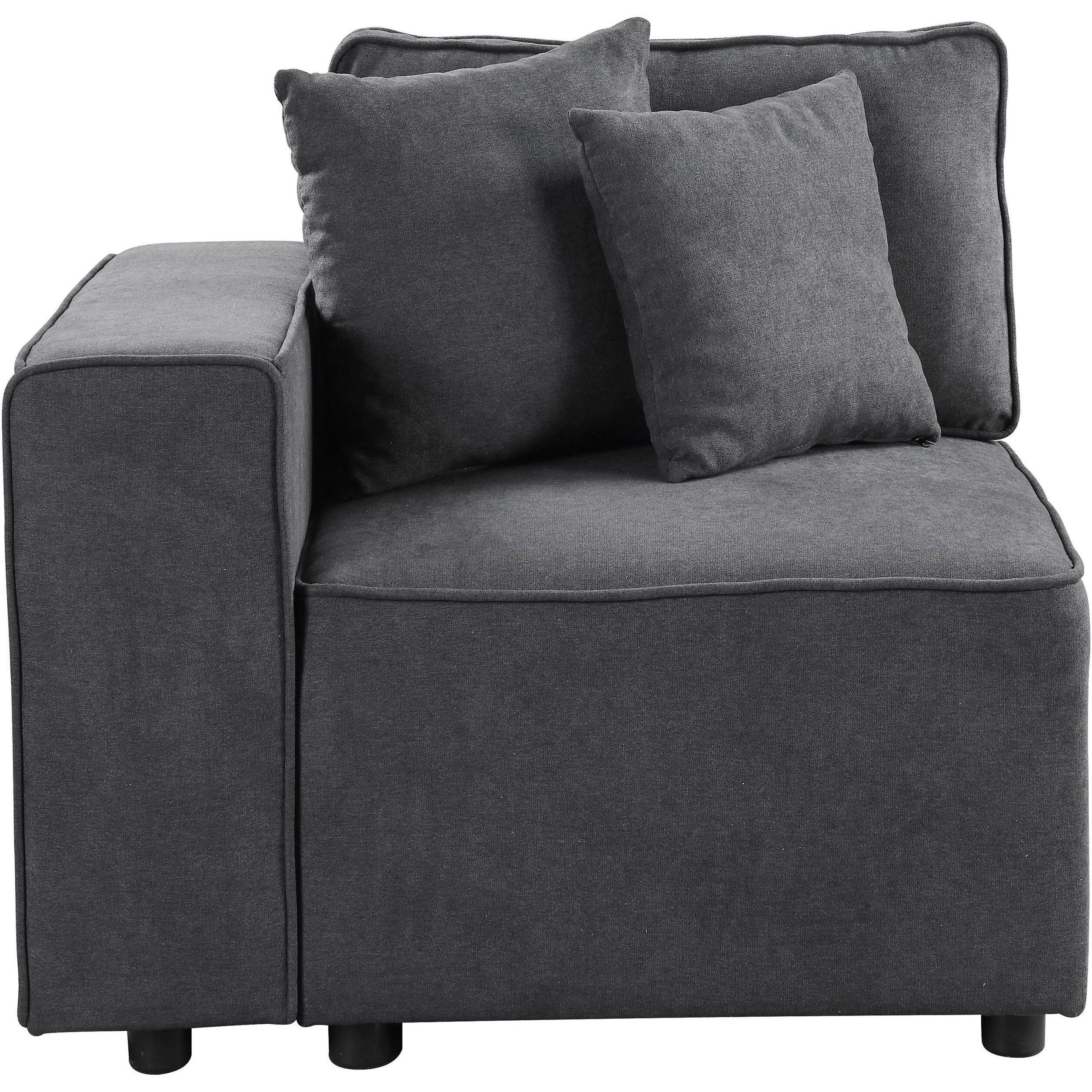 Grey Left Facing Loose Back Accent Chair