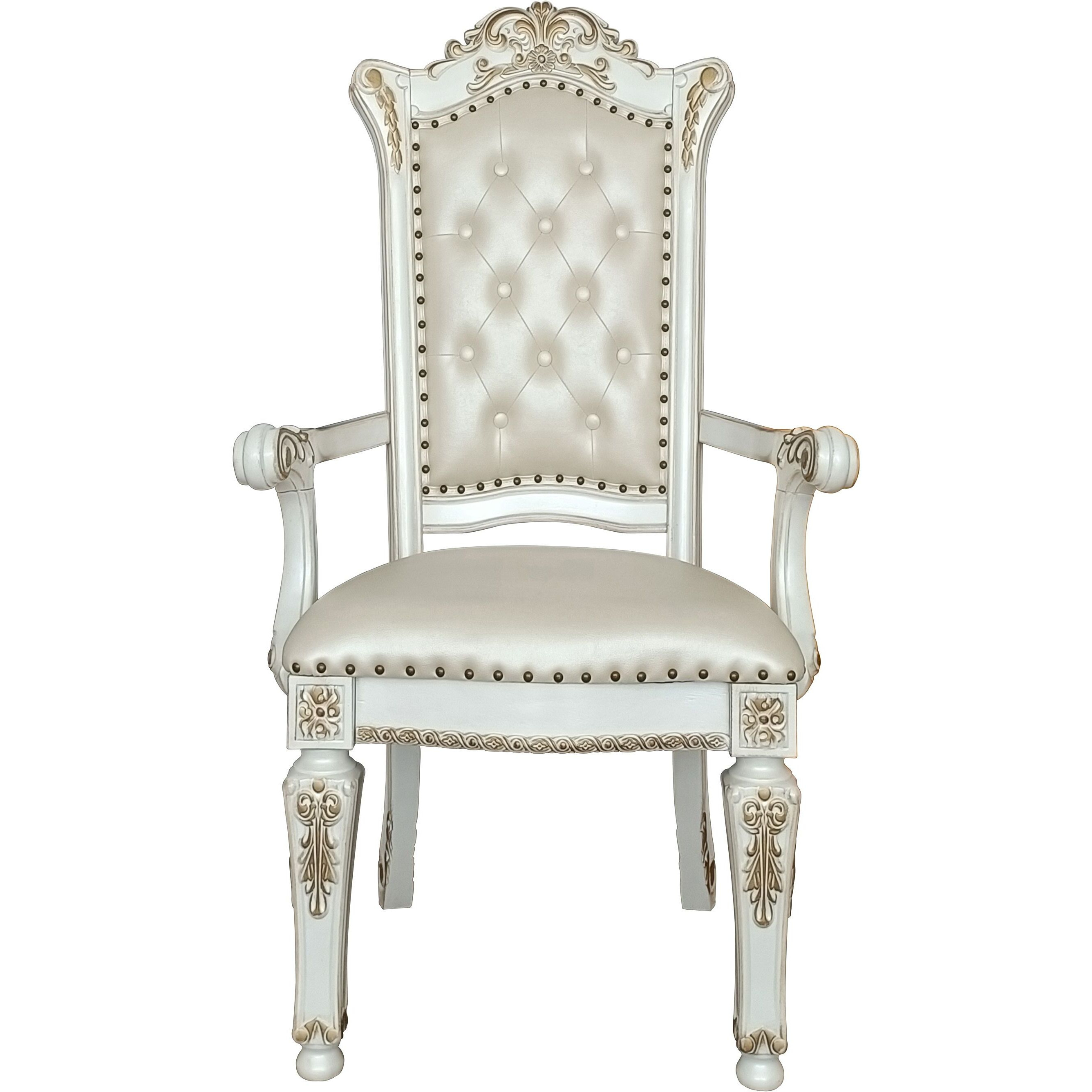 Beige And Antique Pearl Tufted Back Arm Chairs (Set Of 2)