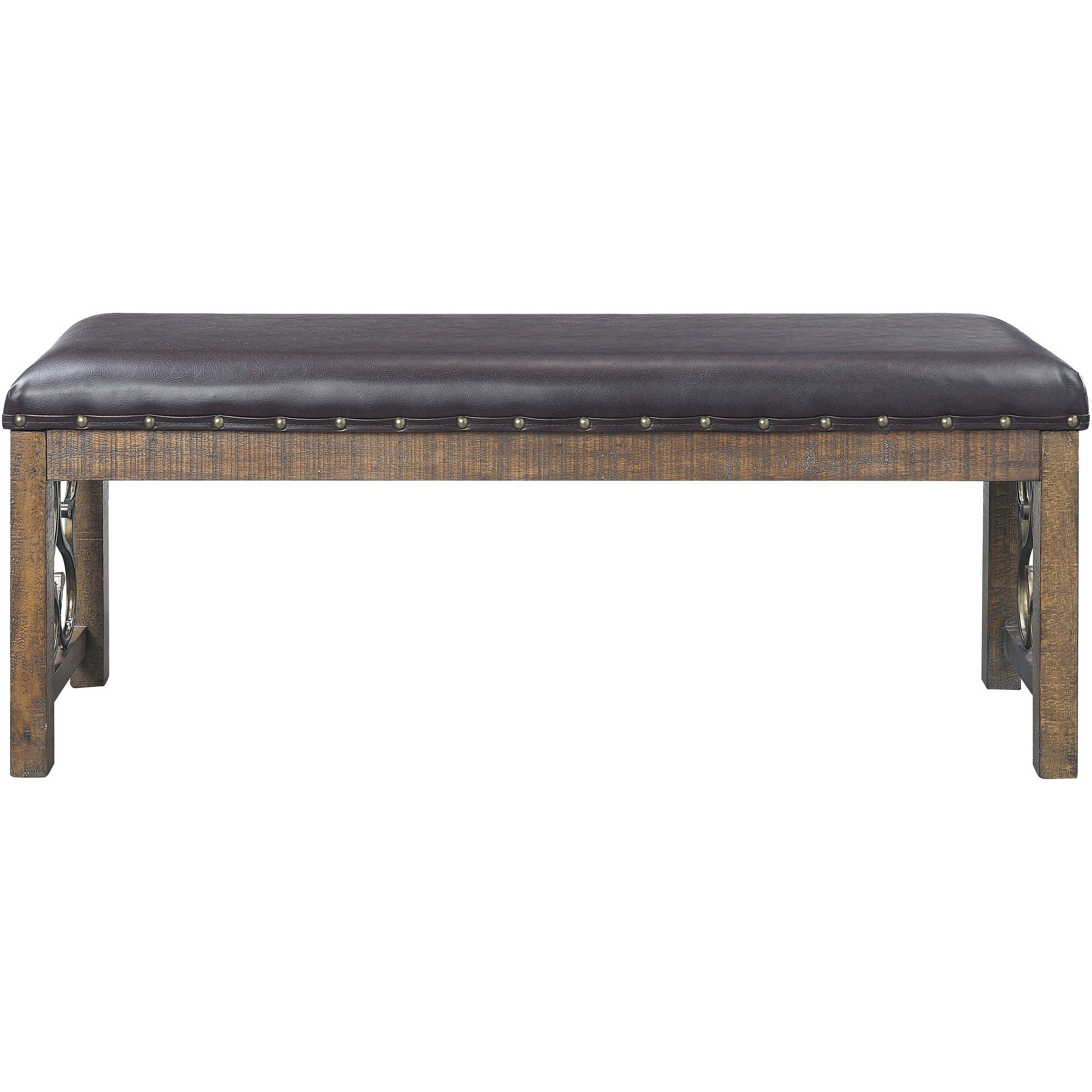 Black And Weathered Cherry Bench With Nailhead Trim