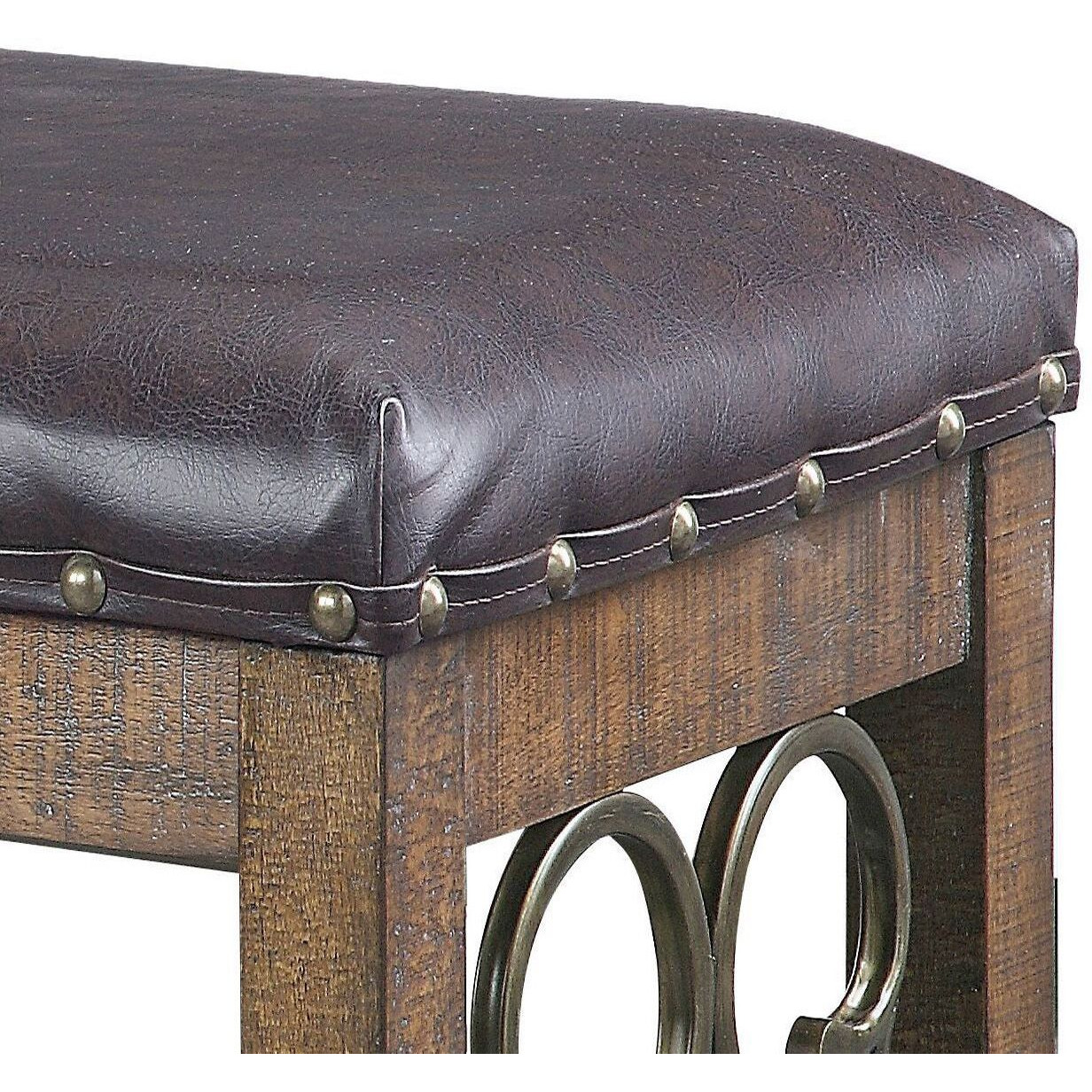 Black And Weathered Cherry Bench With Nailhead Trim