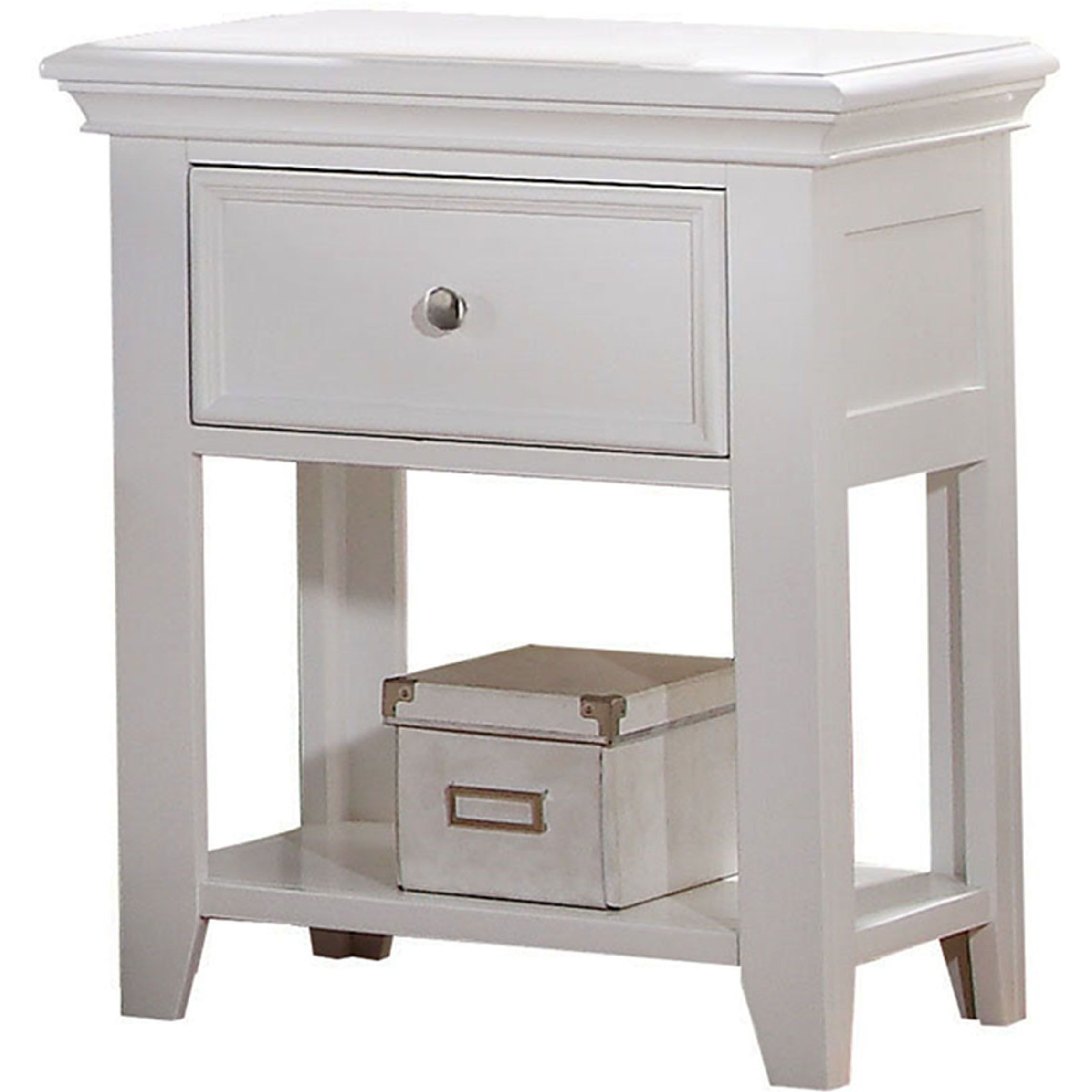 White Nightstand With Bottom Shelf