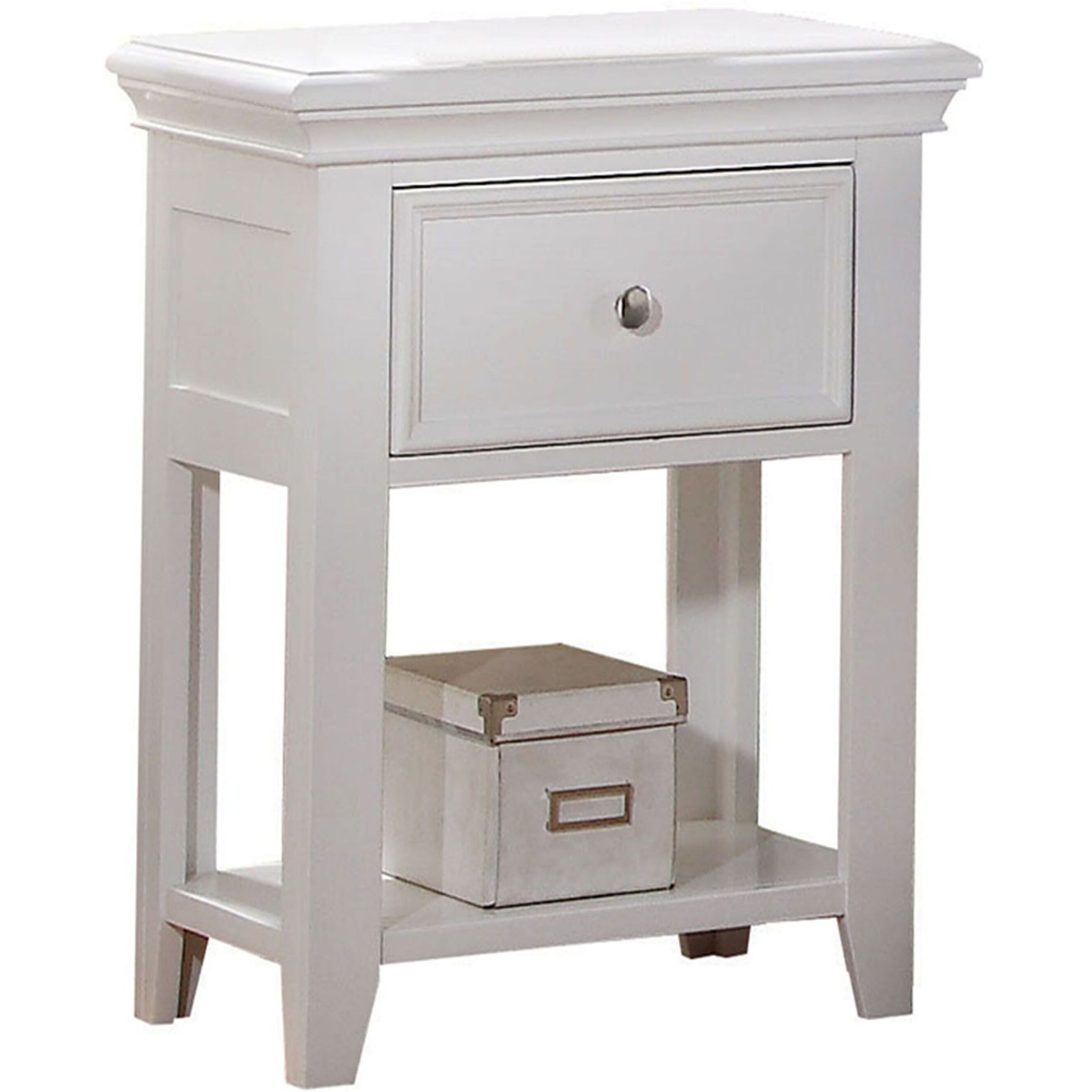 White Nightstand With Bottom Shelf