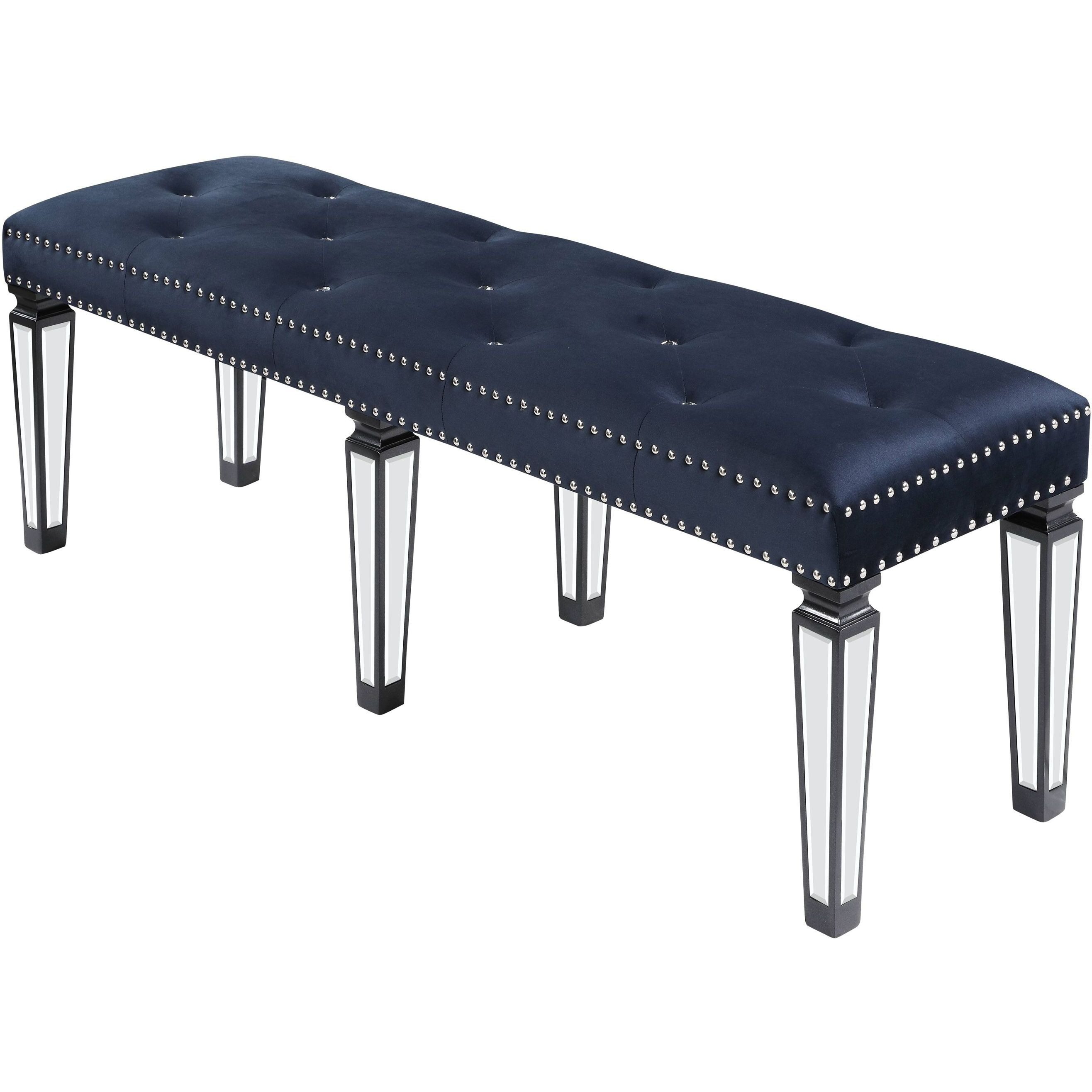 Dark Navy And Black Tufted Bench