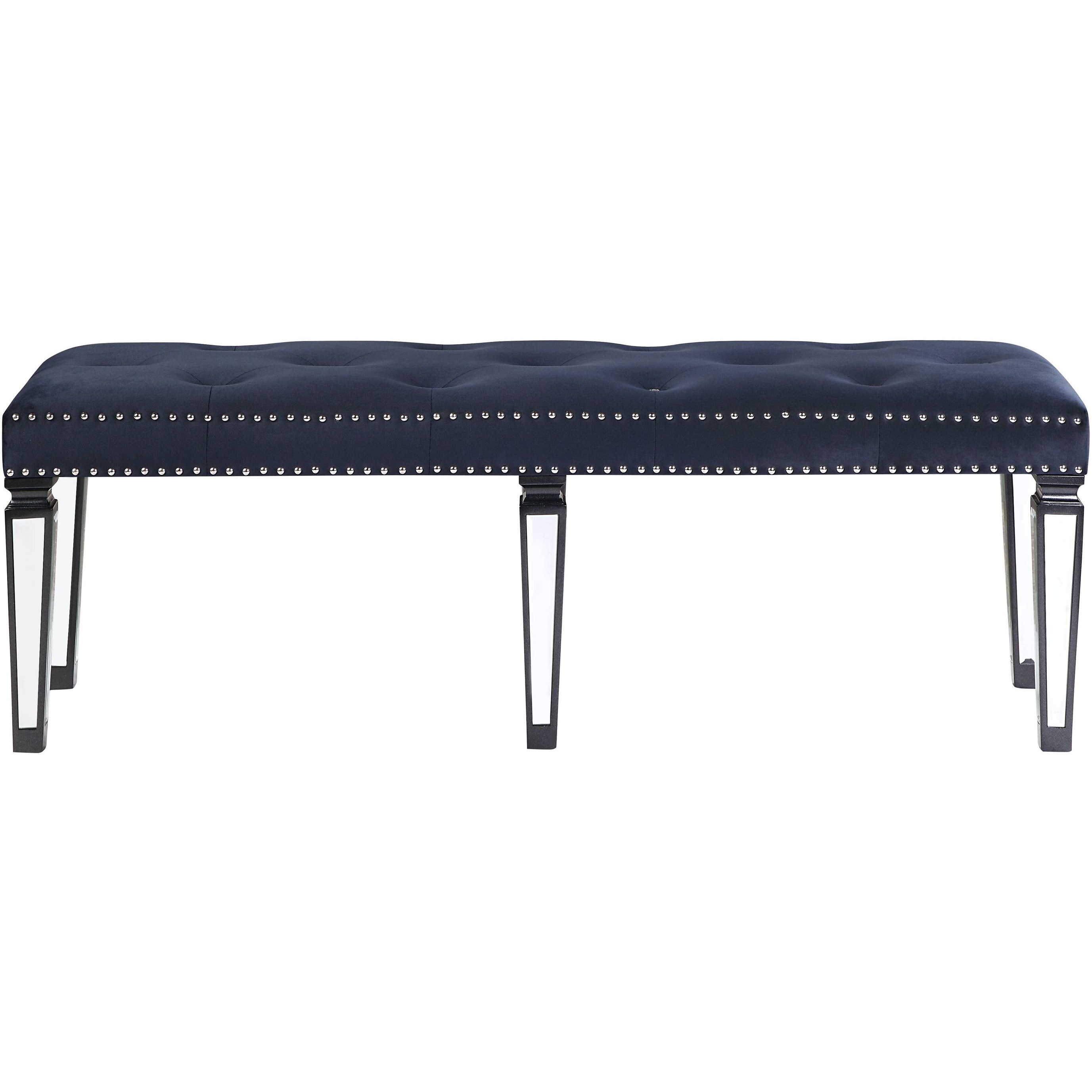 Dark Navy And Black Tufted Bench