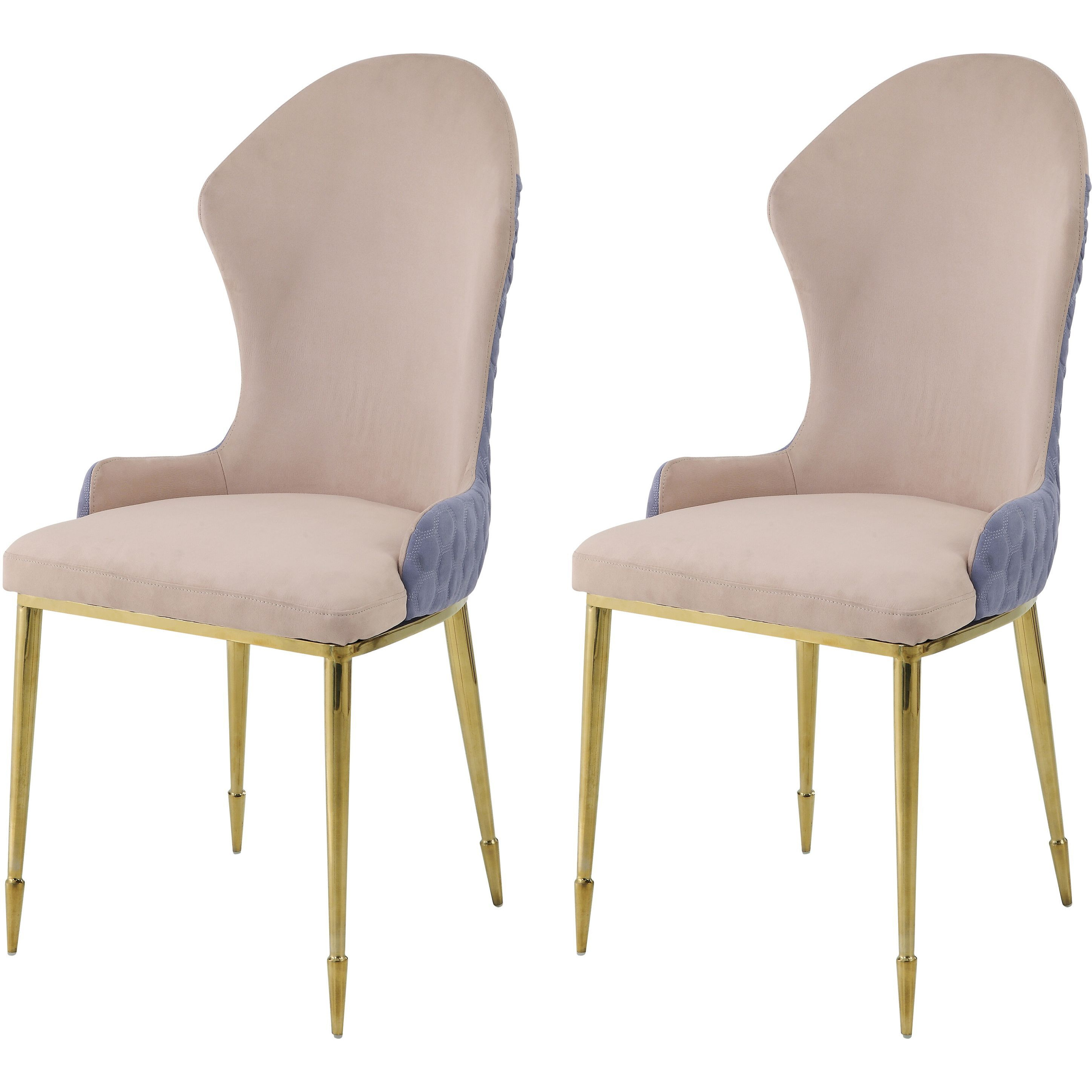 Tan And Gold Sloped Arms Dining Chairs (Set Of 2)