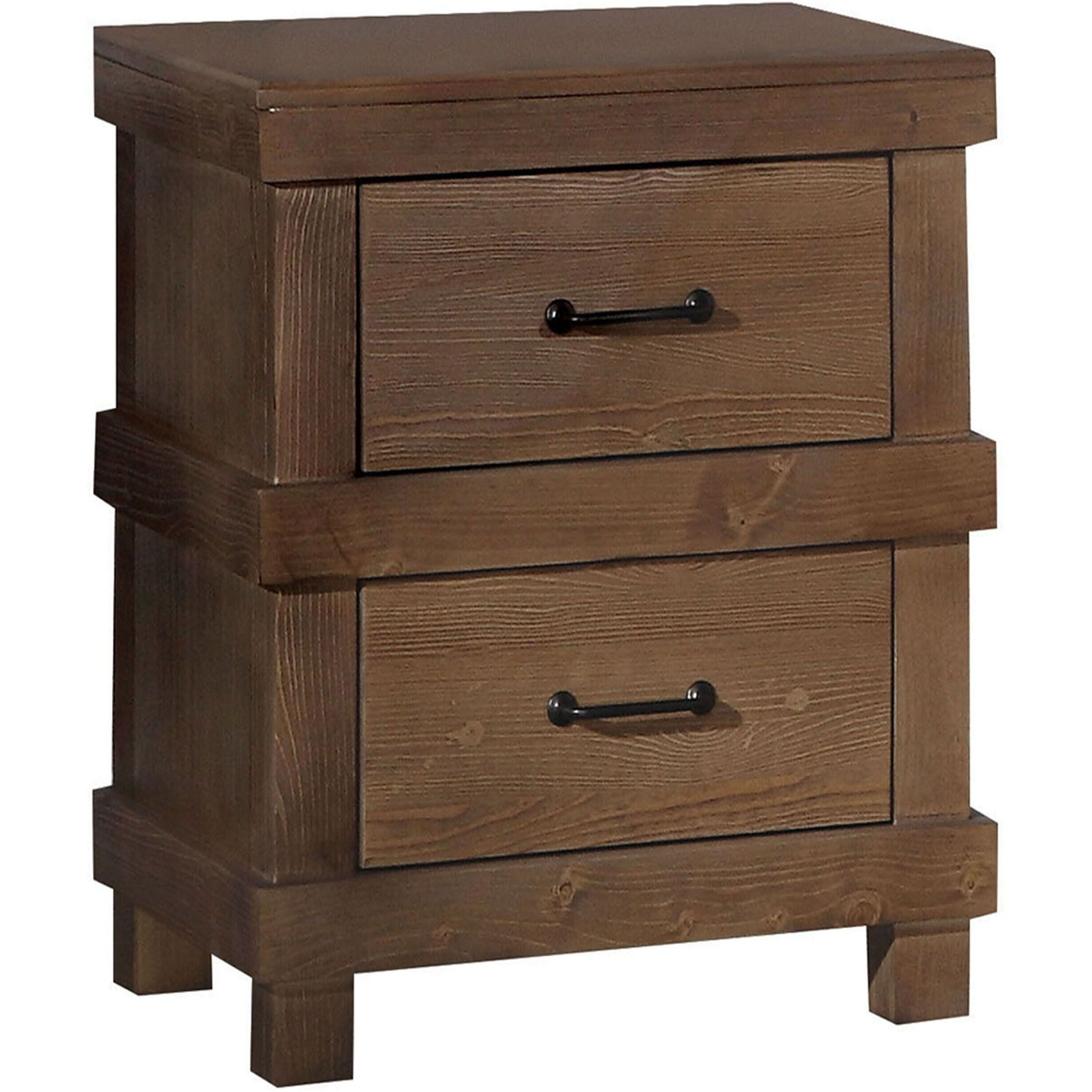 Antique Oak 2-Drawer Nightstand