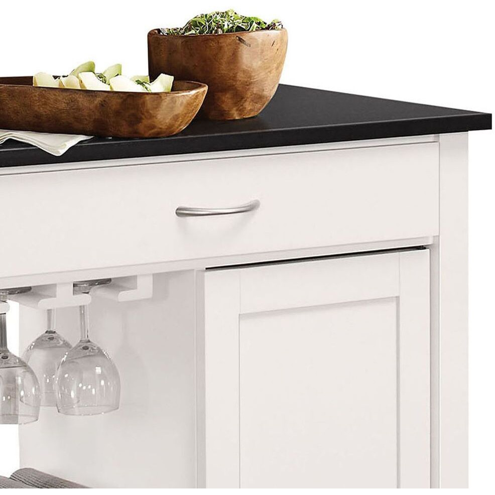 Black And White Kitchen Cart With 1 Cabinet