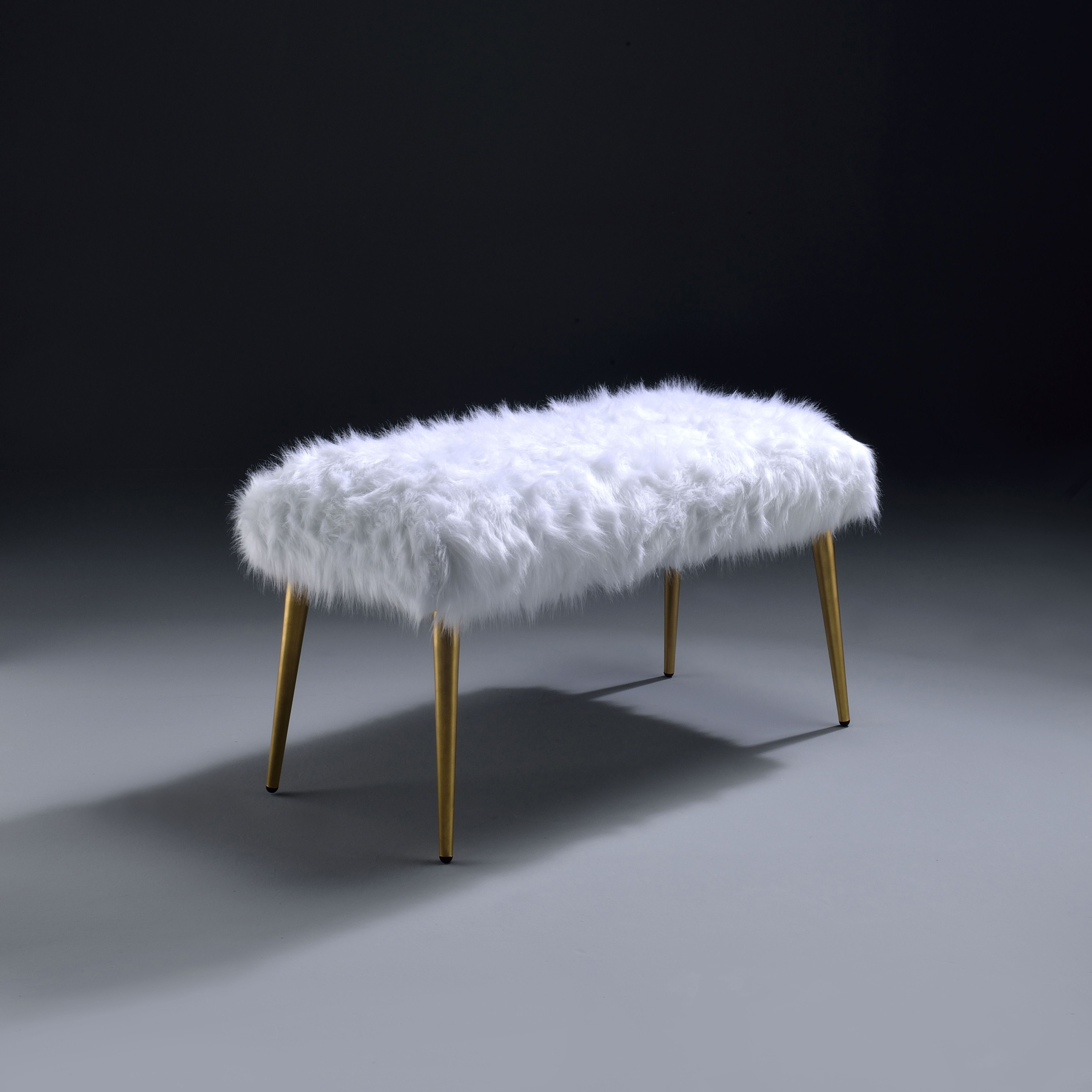 White And Gold Bench With Straight Legs