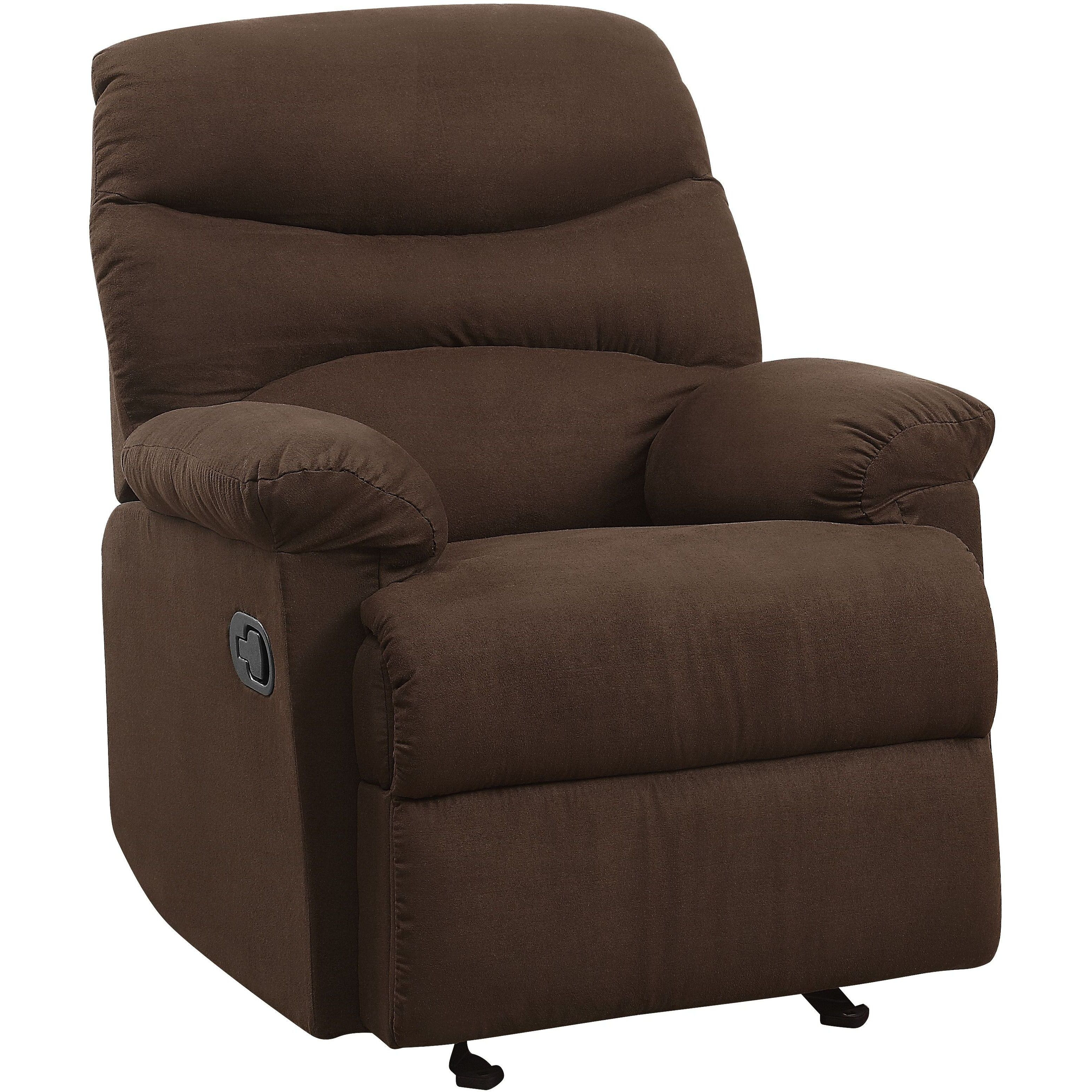 Chocolate Pillow Top Arms Recliner With Tufted Back