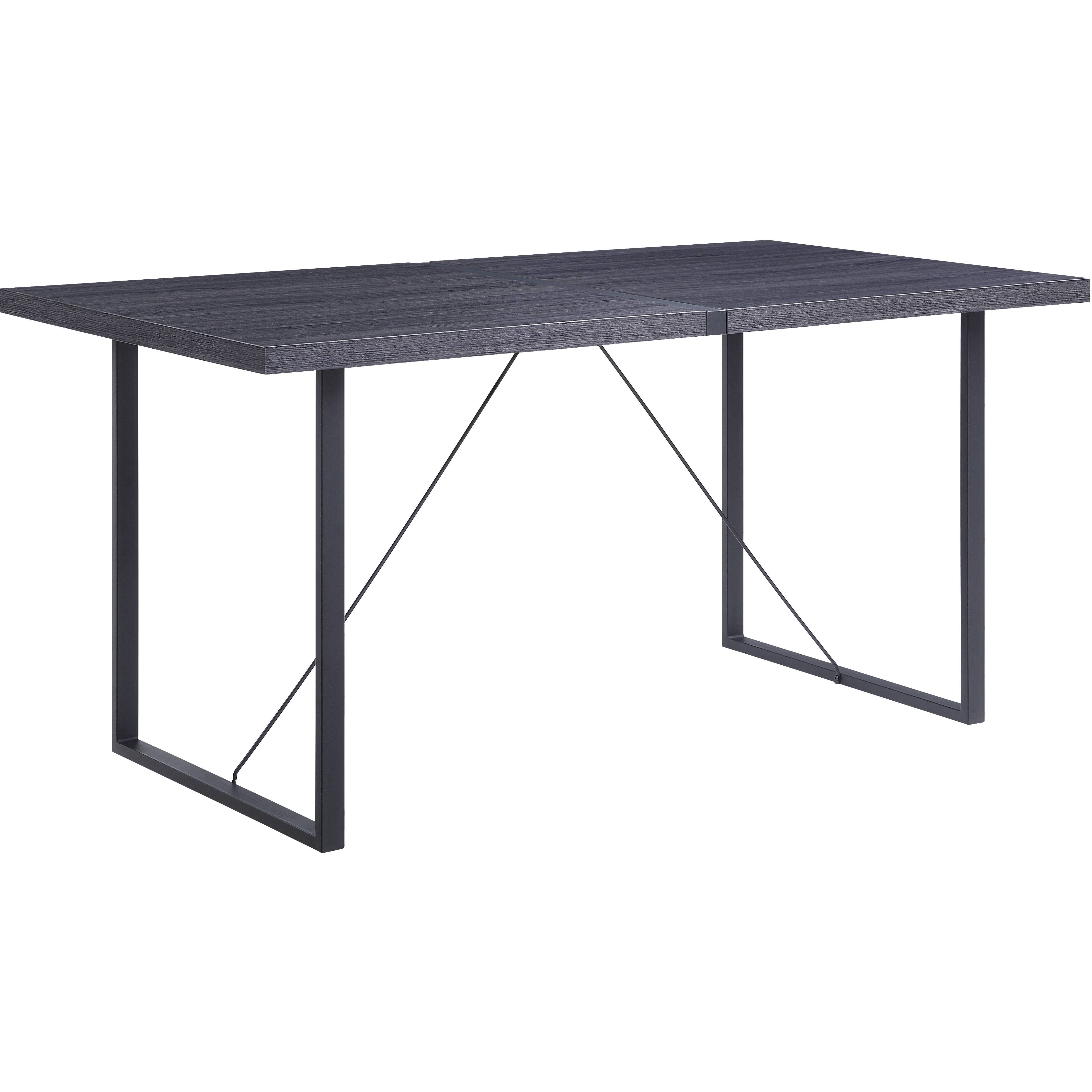 Grey Oak And Black Dining Table With Sled Base