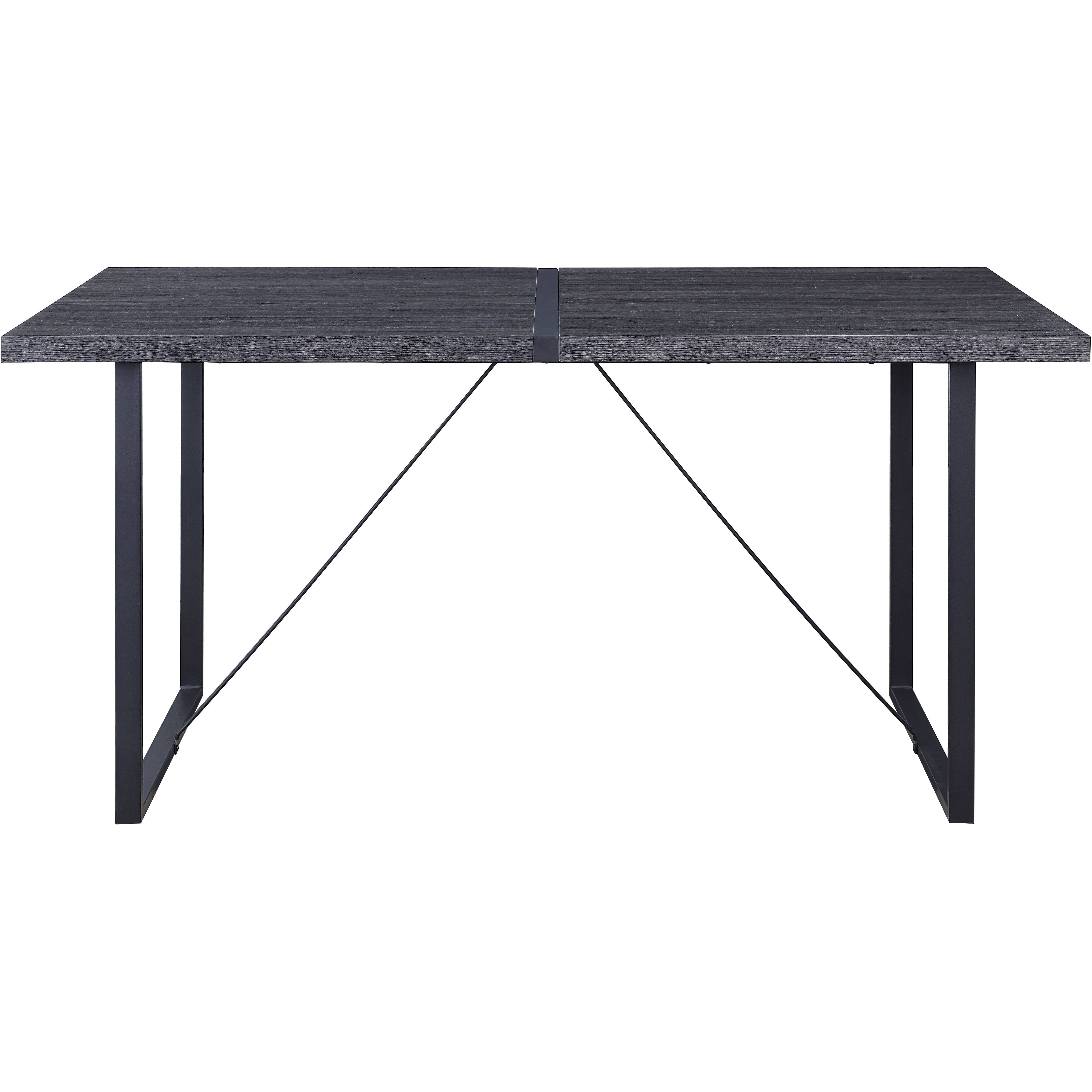 Grey Oak And Black Dining Table With Sled Base