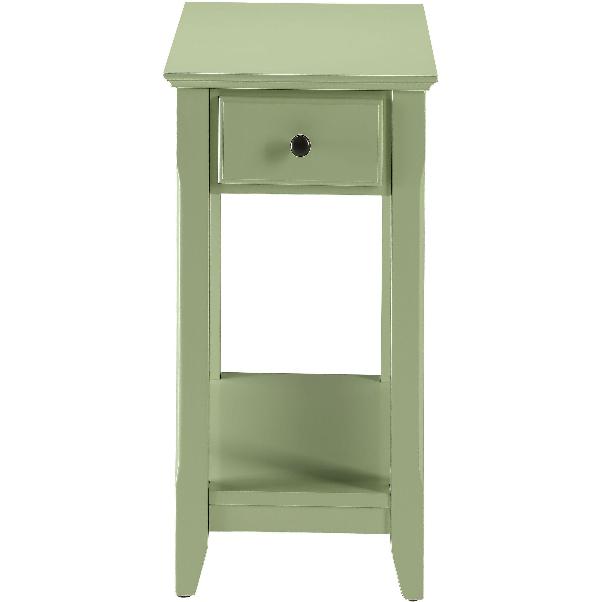 Light Green Accent Table With Bottom Shelf