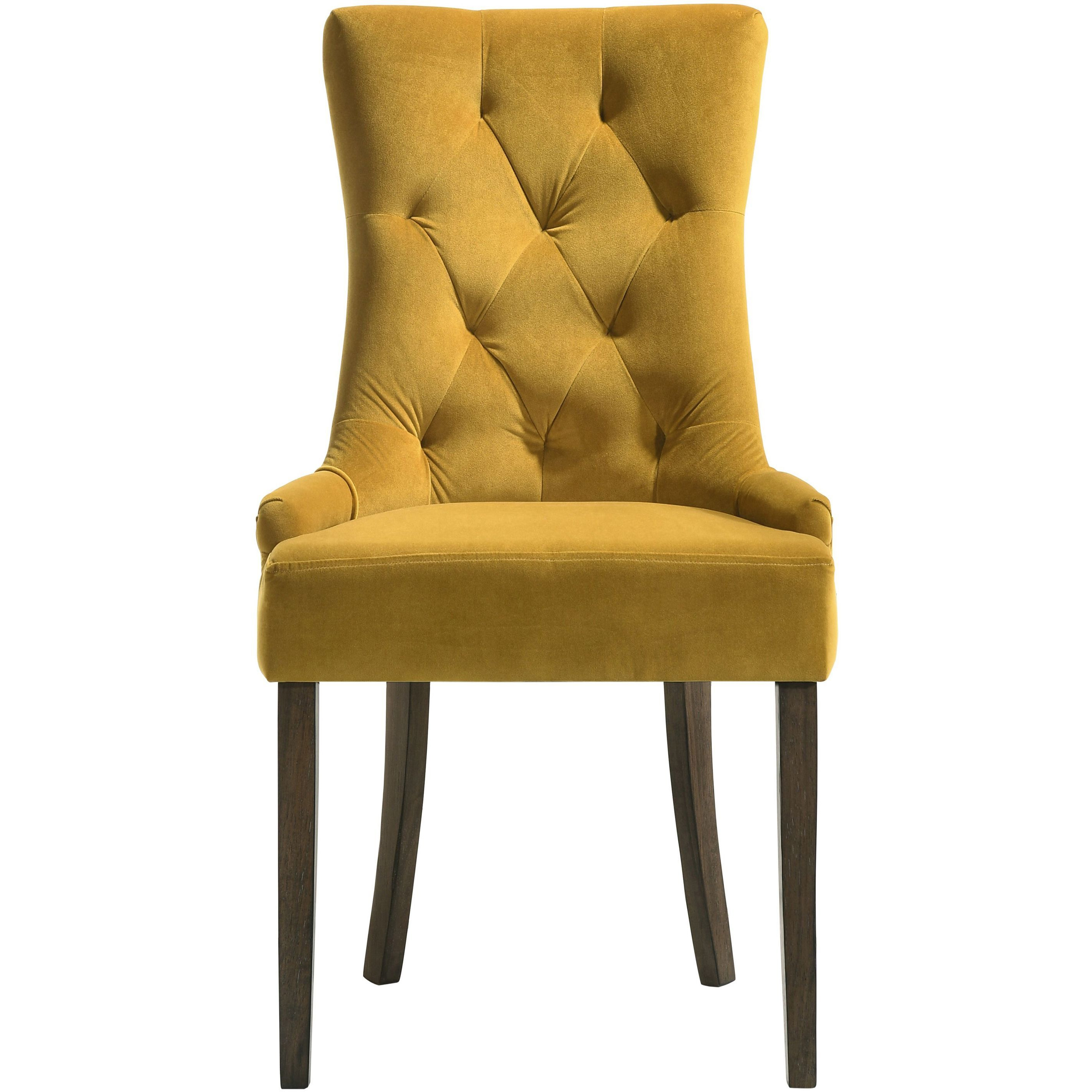 Yellow And Espresso Tufted Back Side Chairs (Set Of 2)