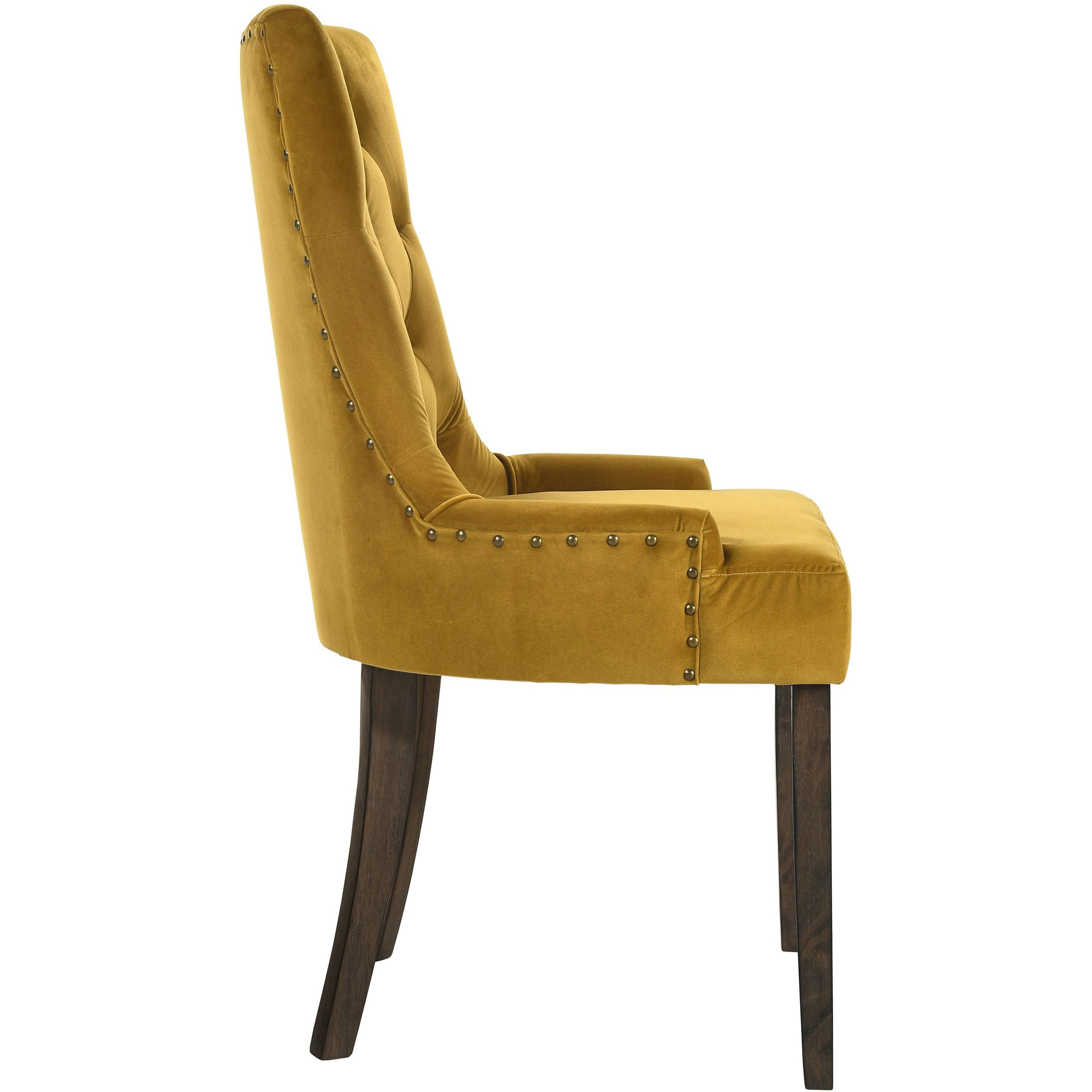 Yellow And Espresso Tufted Back Side Chairs (Set Of 2)