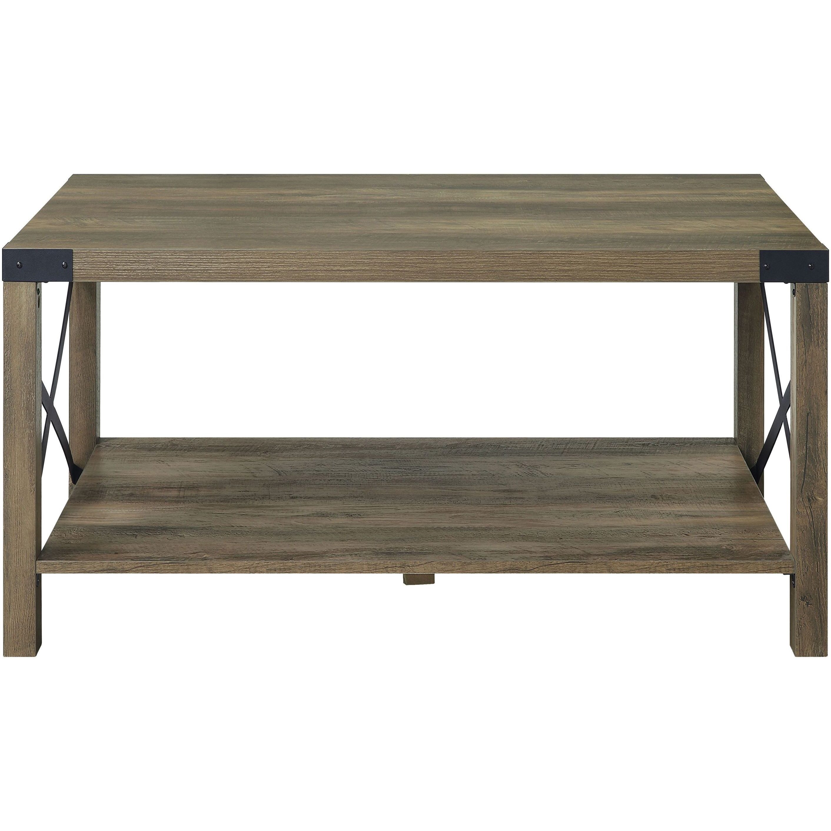 Rustic Oak Coffee Table With Bottom Shelf