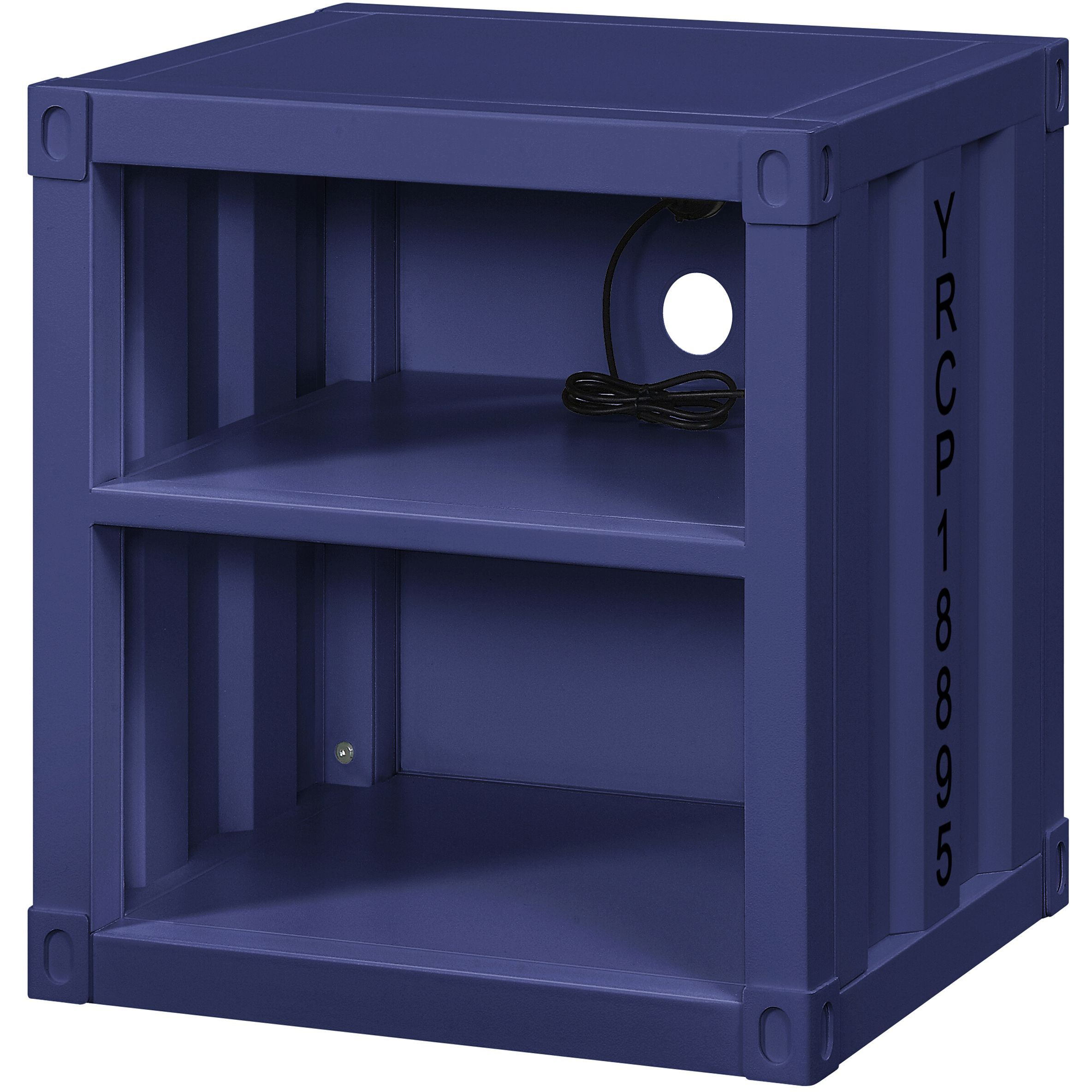 Blue Nightstand With Open Shelf