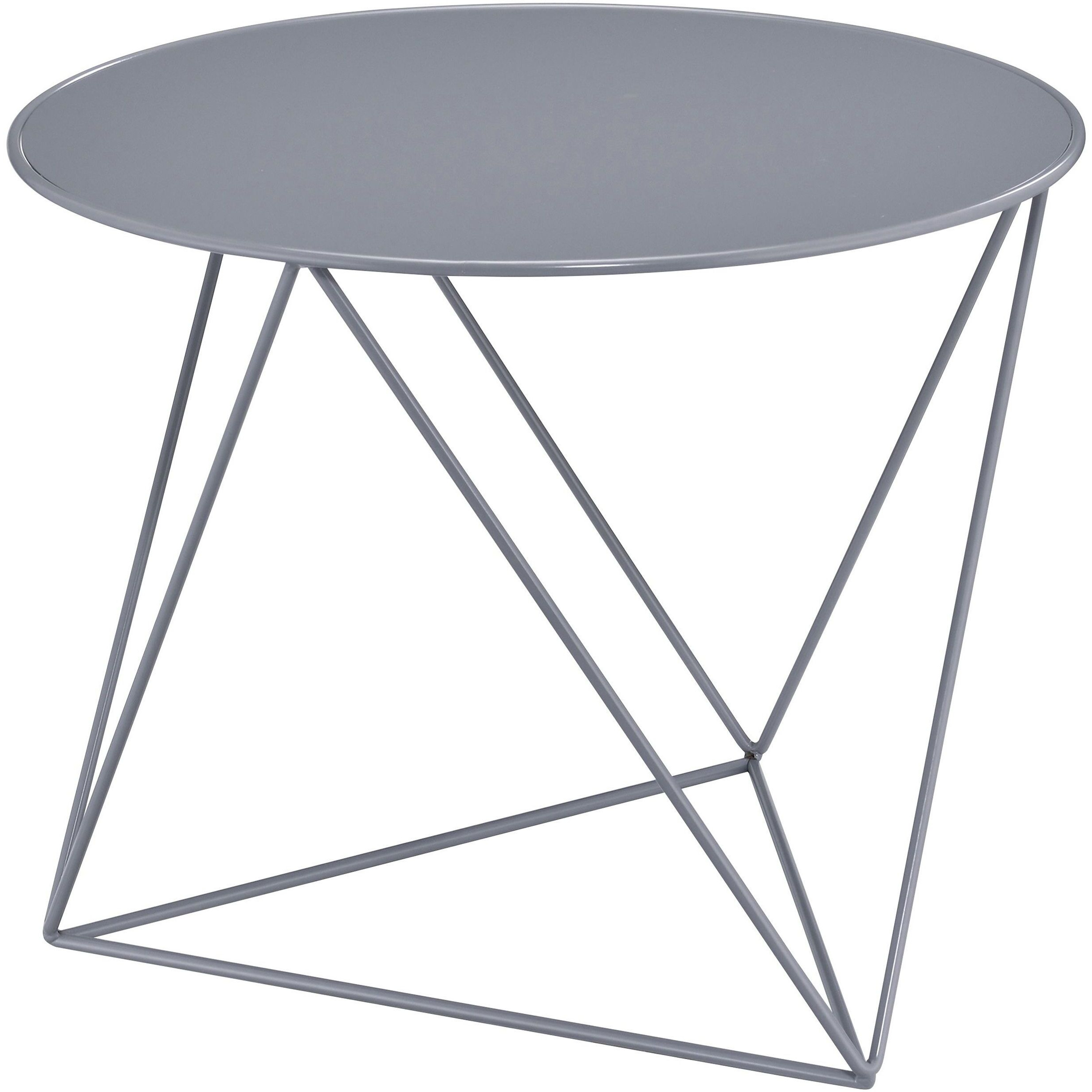 Grey Geometric Metal Base Accent Table