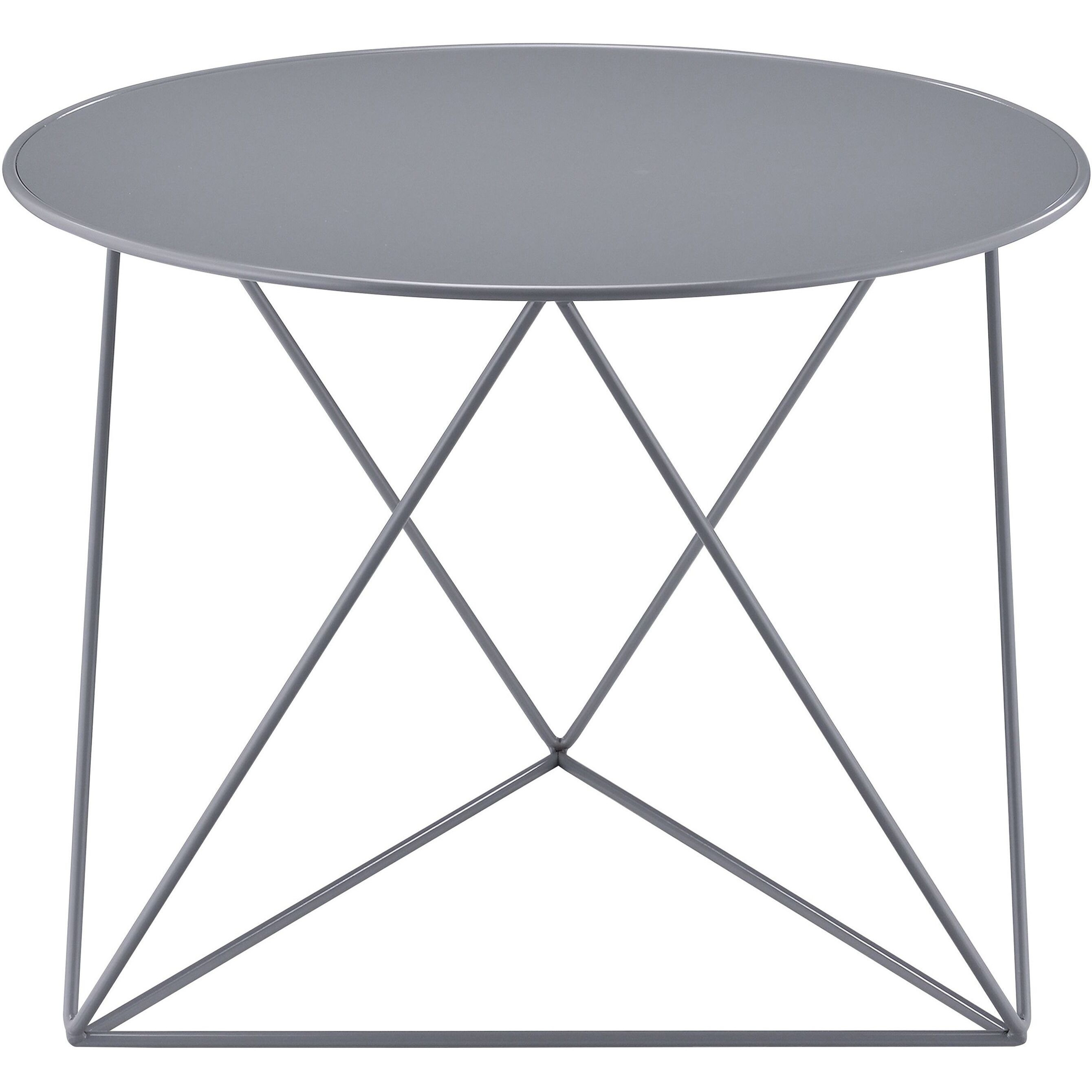 Grey Geometric Metal Base Accent Table