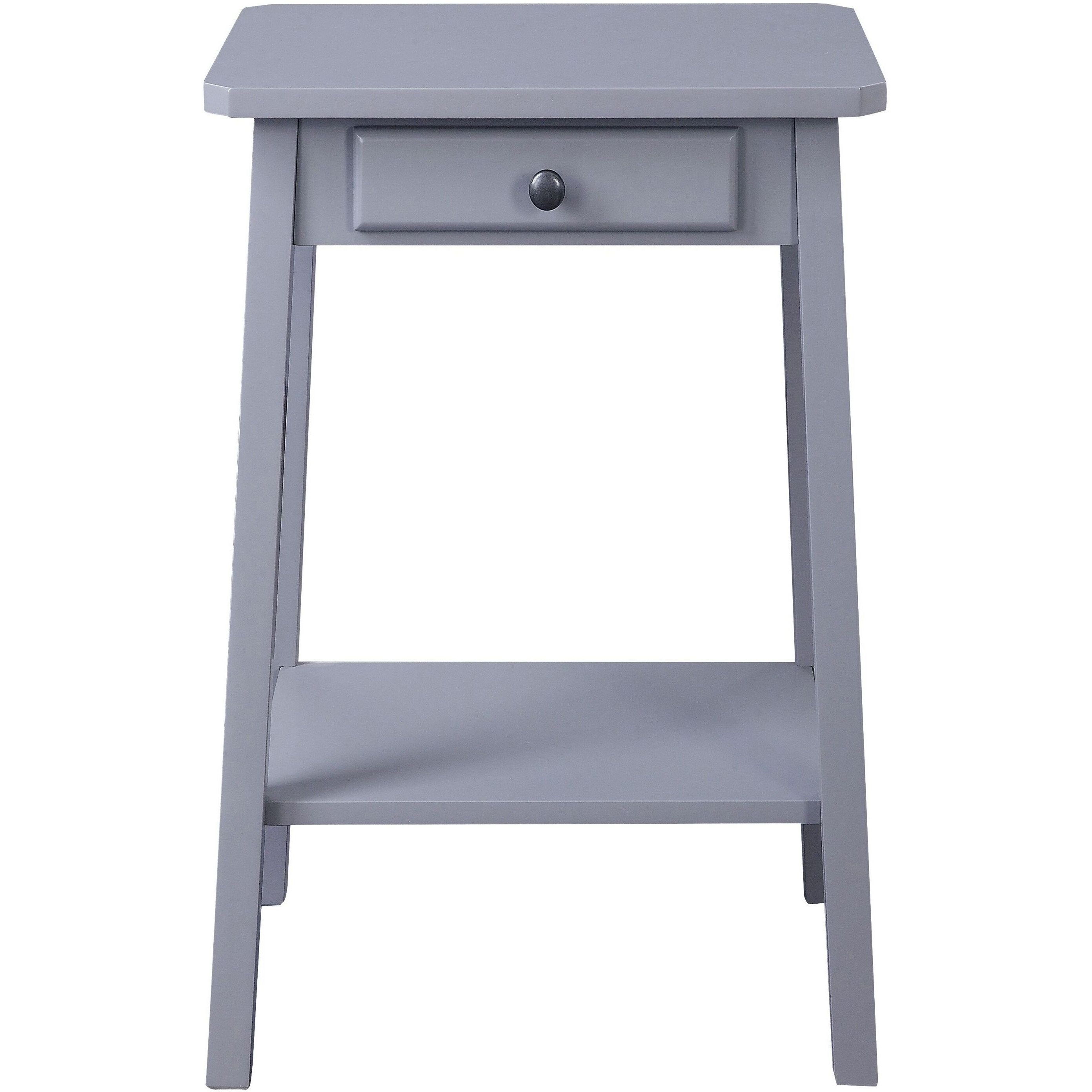 Grey End Table With Bottom Shelf