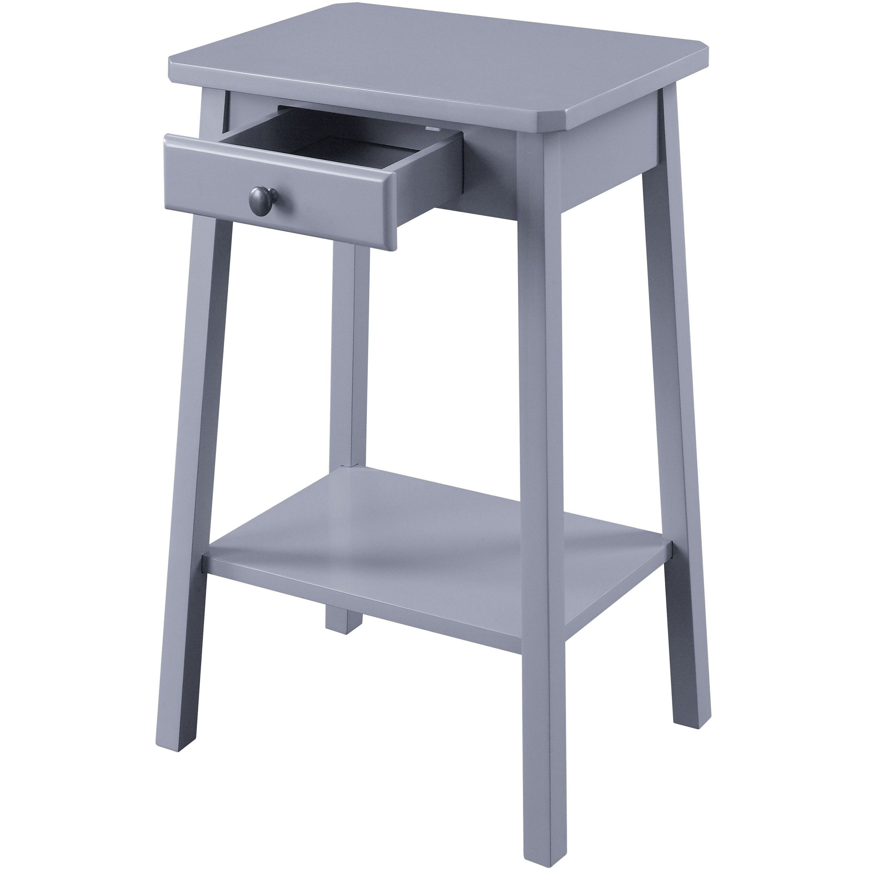 Grey End Table With Bottom Shelf