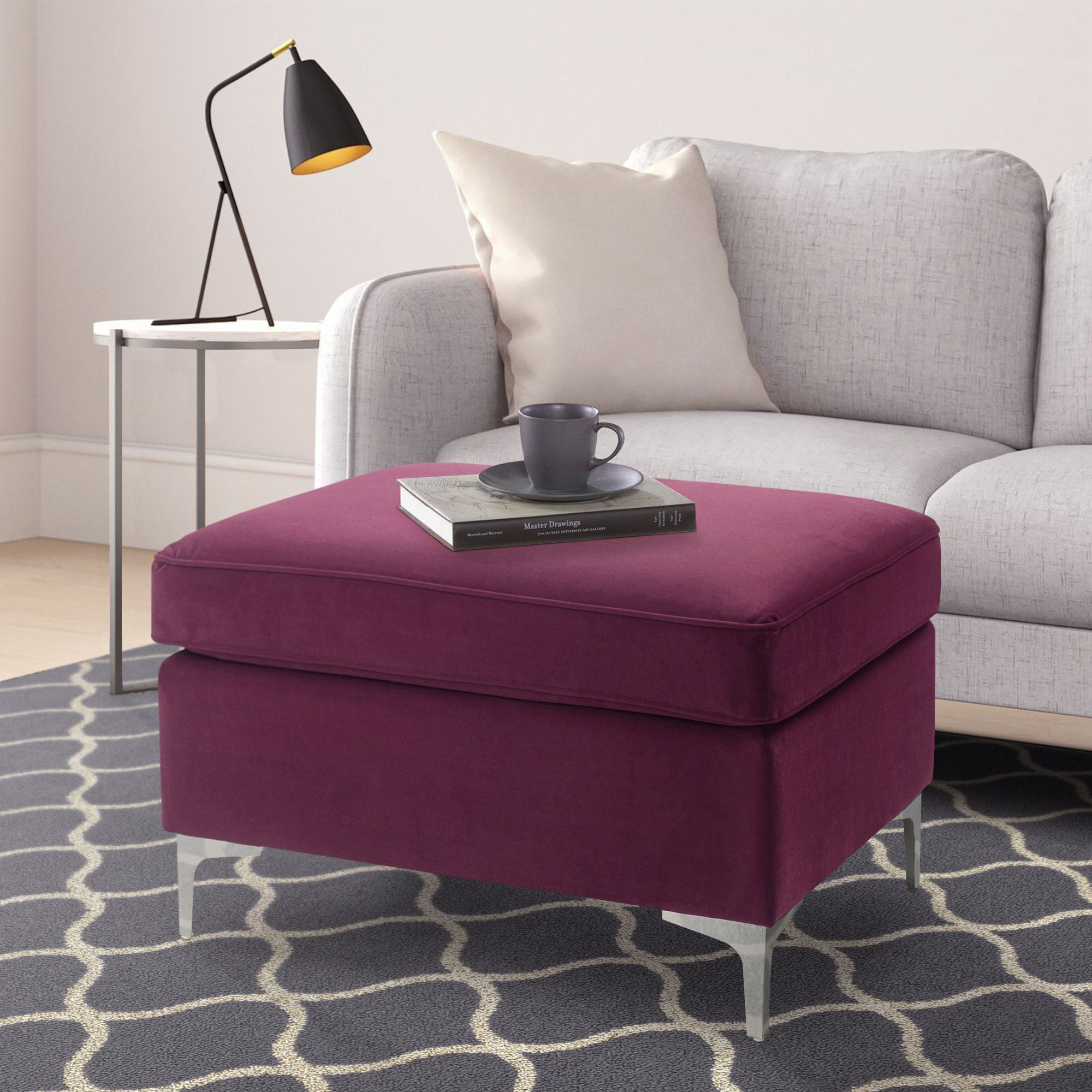 Burgundy Rectangle Ottoman