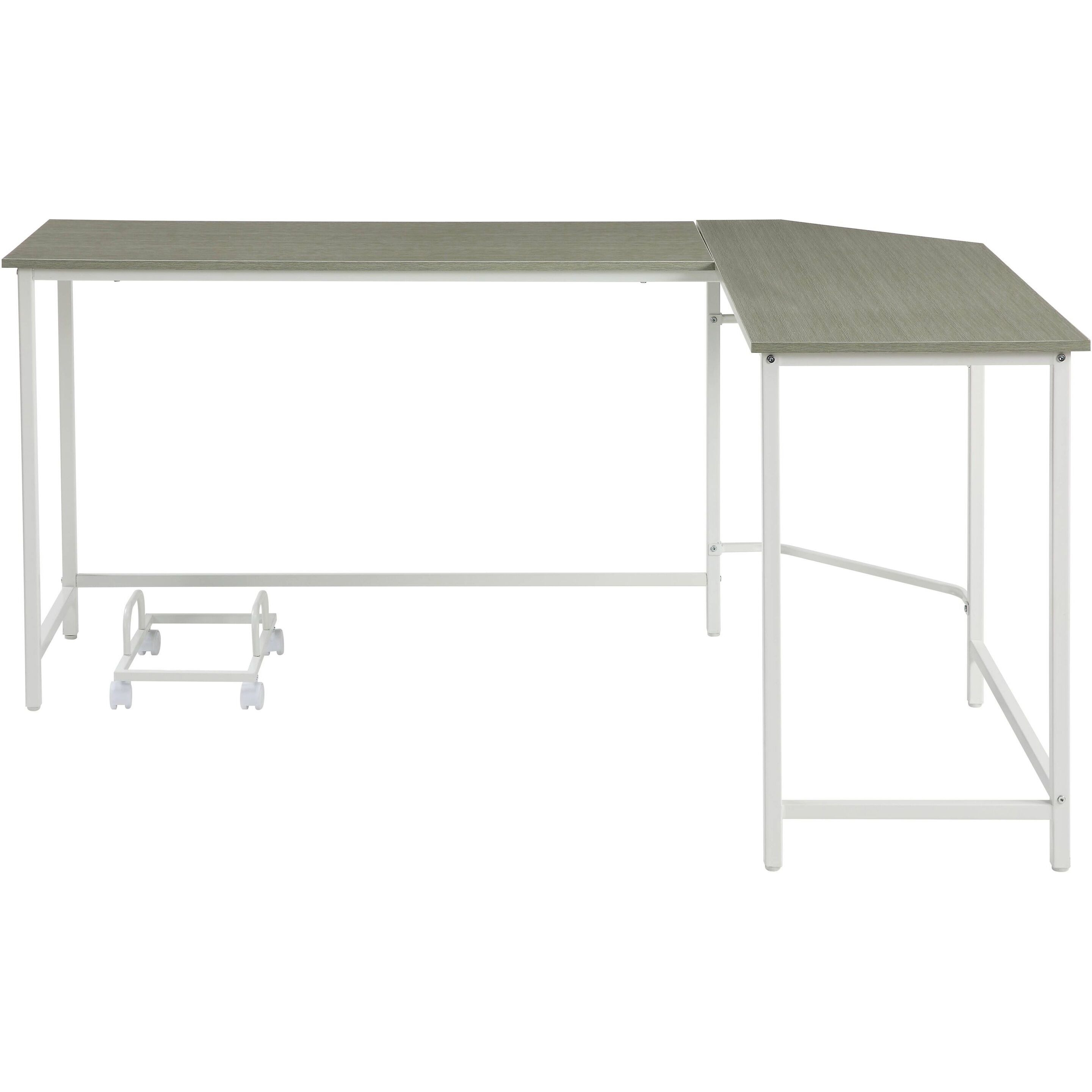 Grey And White L-Shape Computer Desk