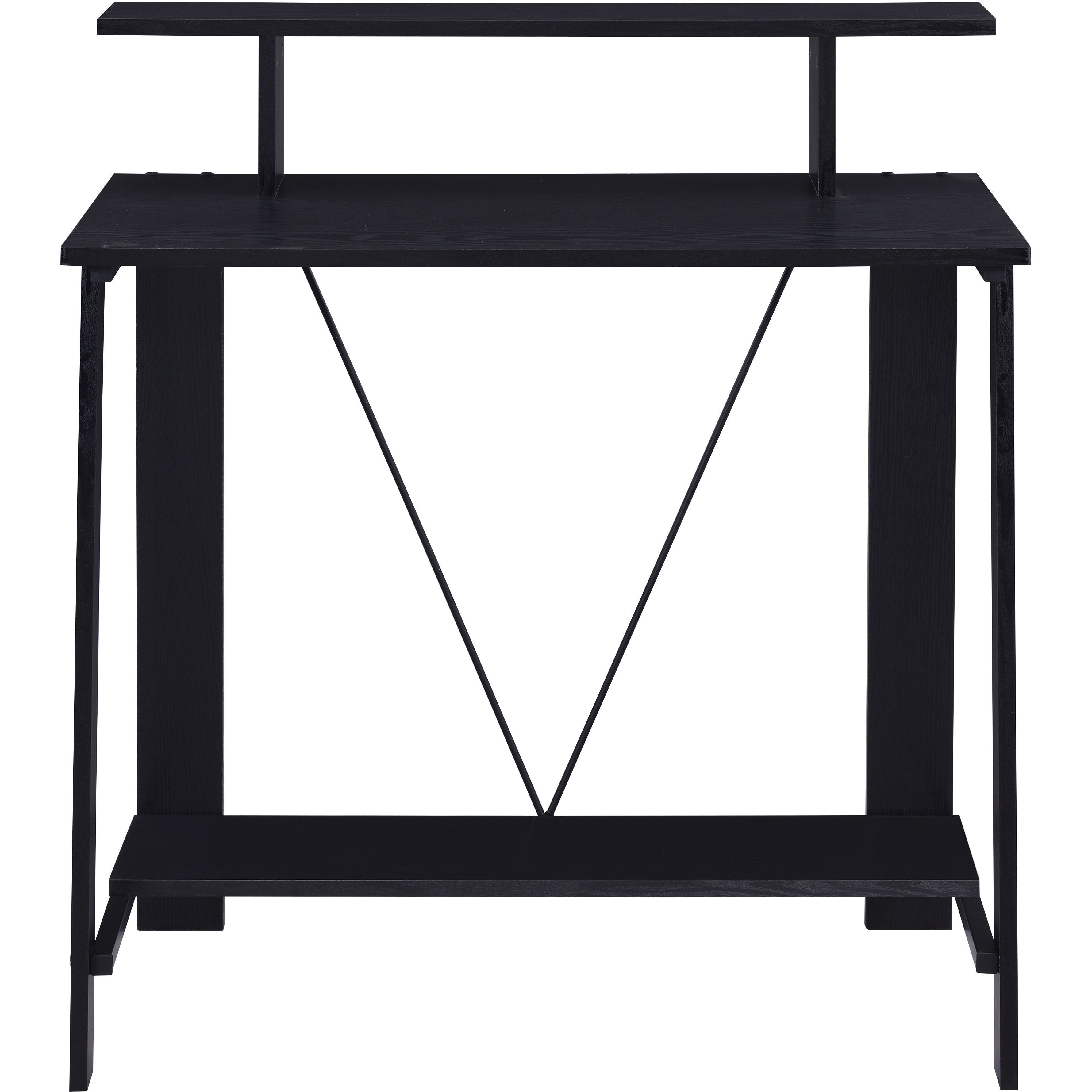 Black Writing Desk With Upper Shelf