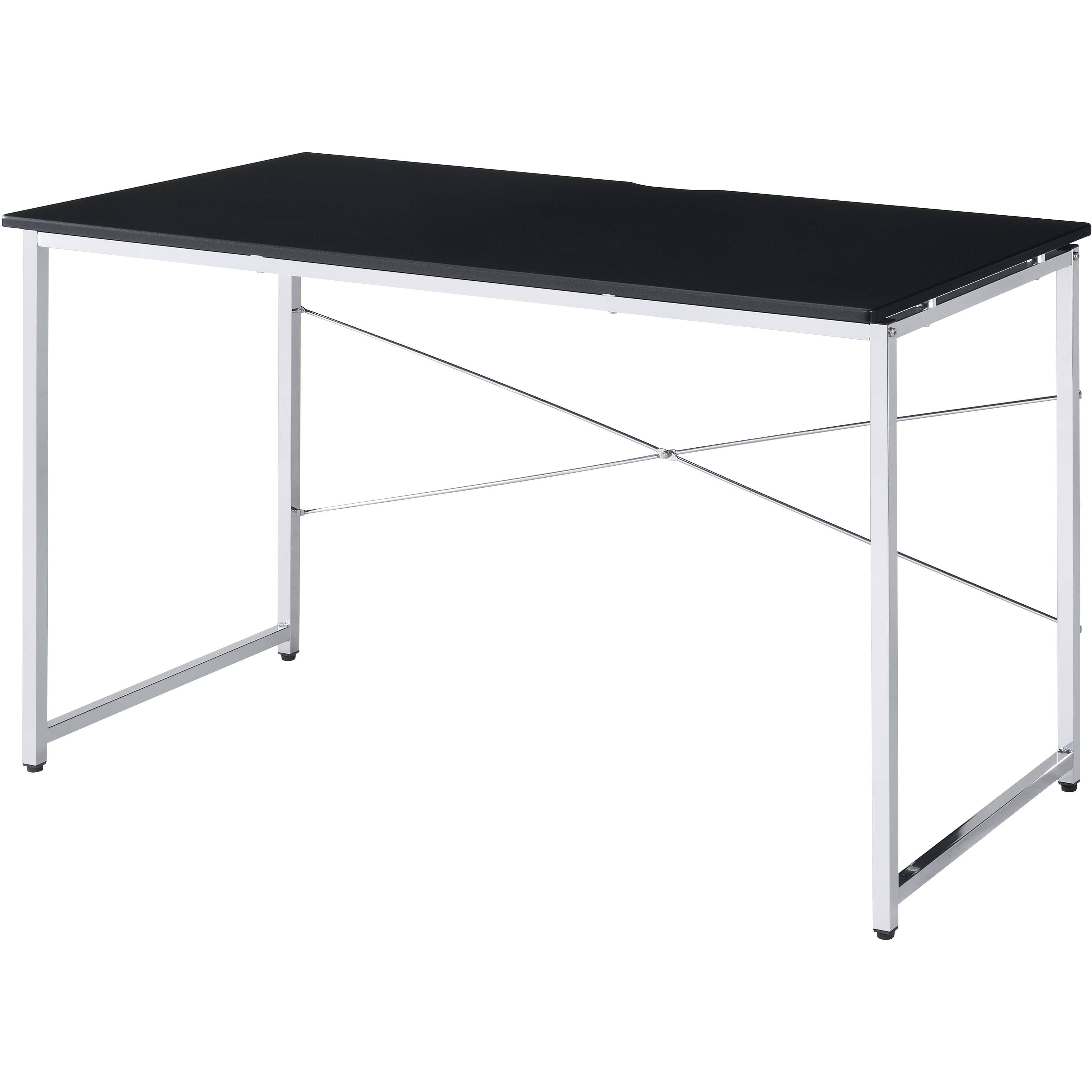 Black And Chrome Writing Desk With Sled Base