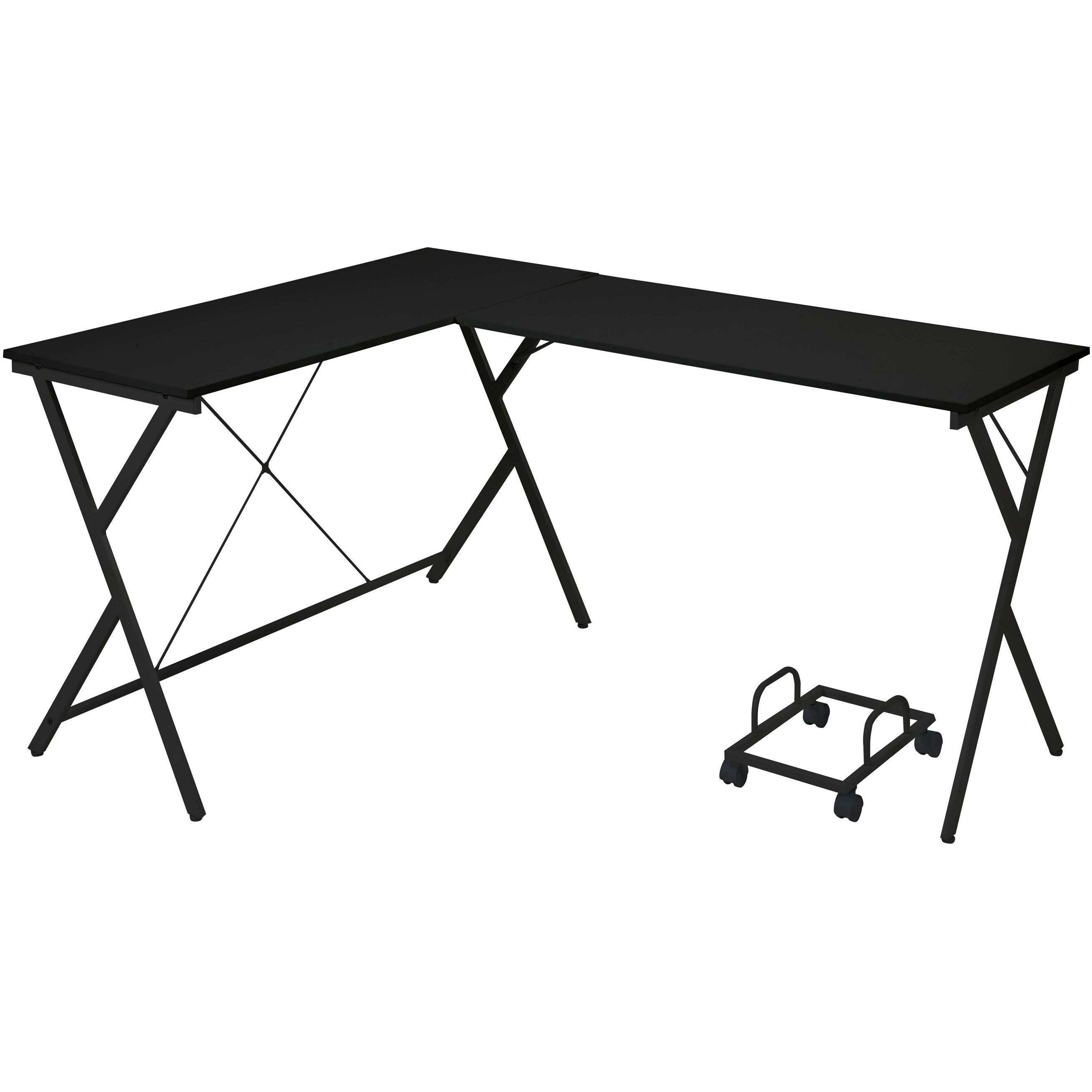 Black L-Shaped Computer Desk With Cpu Holder