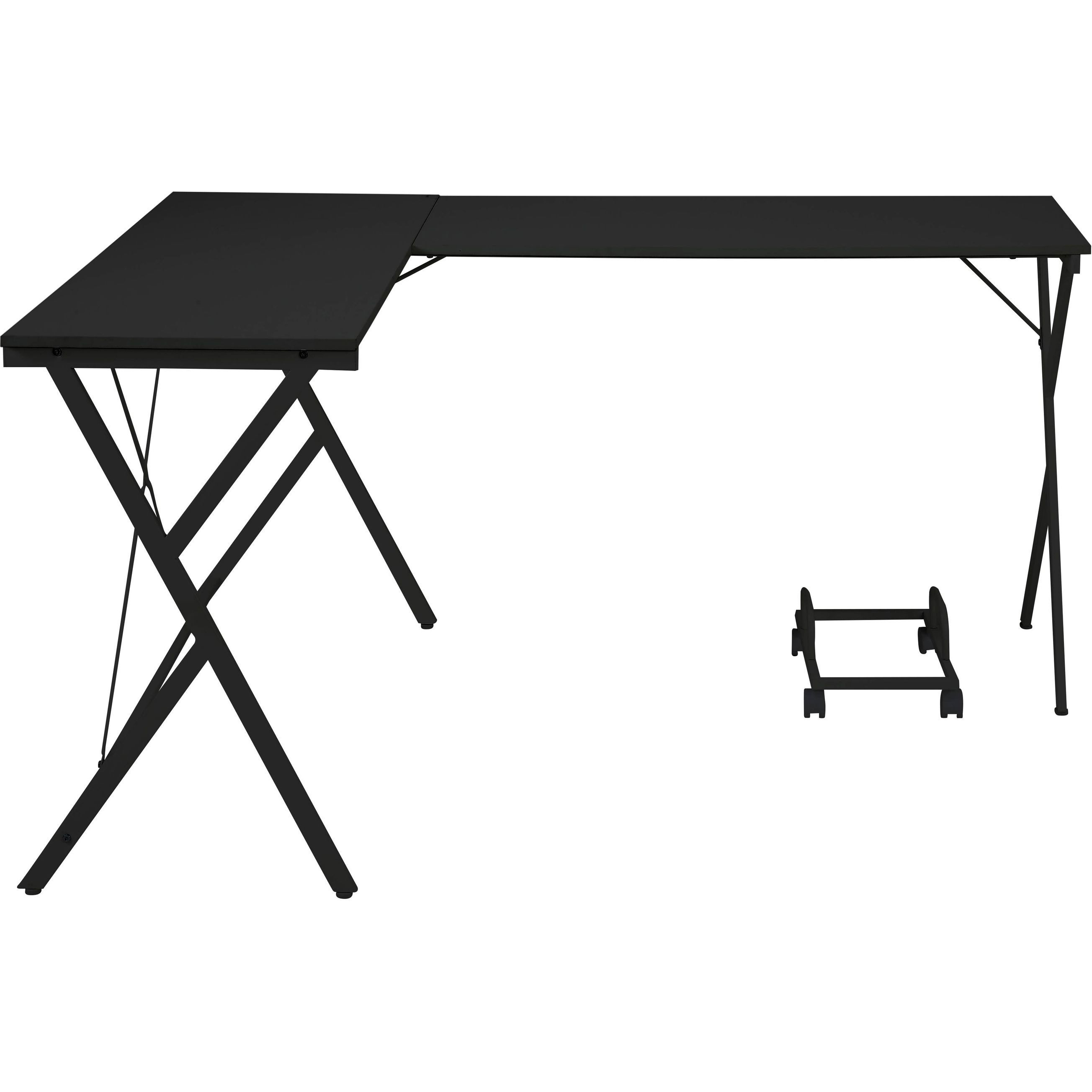 Black L-Shaped Computer Desk With Cpu Holder