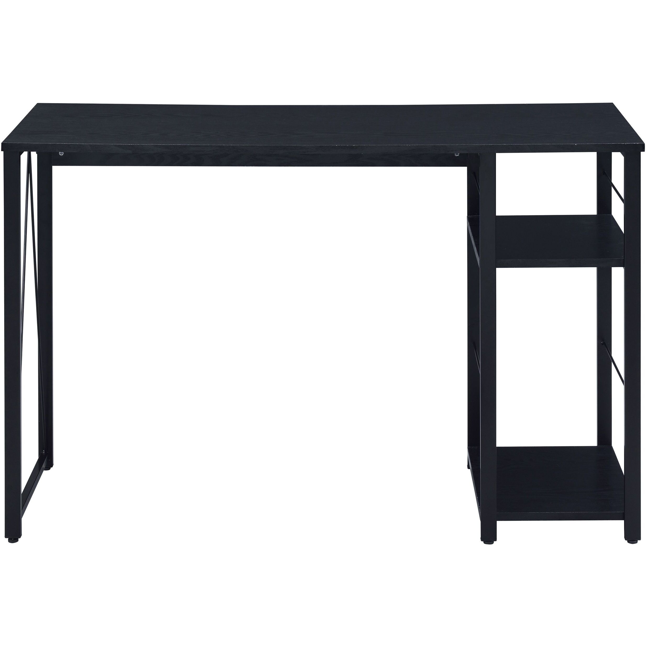 Black 2-Shelf Rectangular Writing Desk