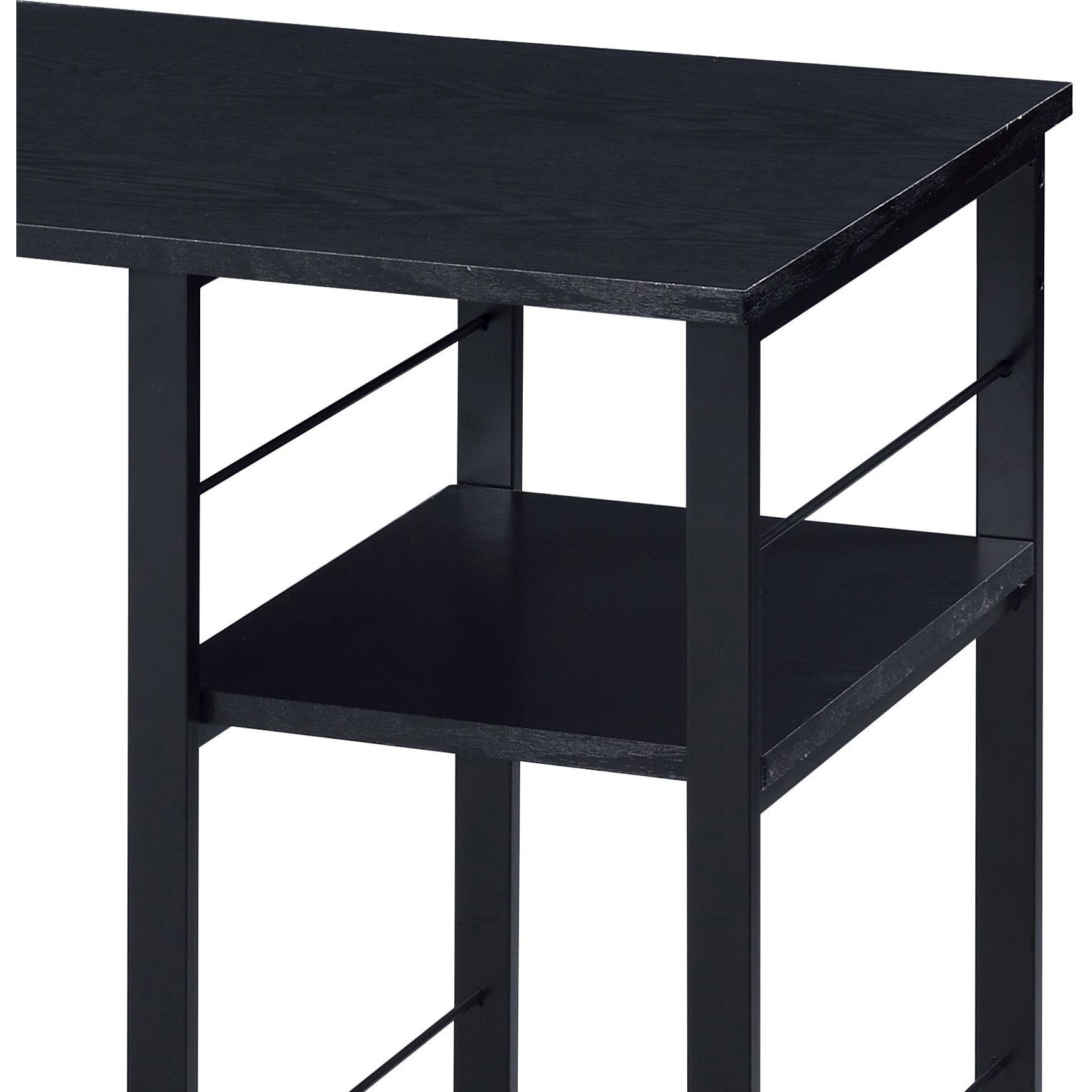 Black 2-Shelf Rectangular Writing Desk