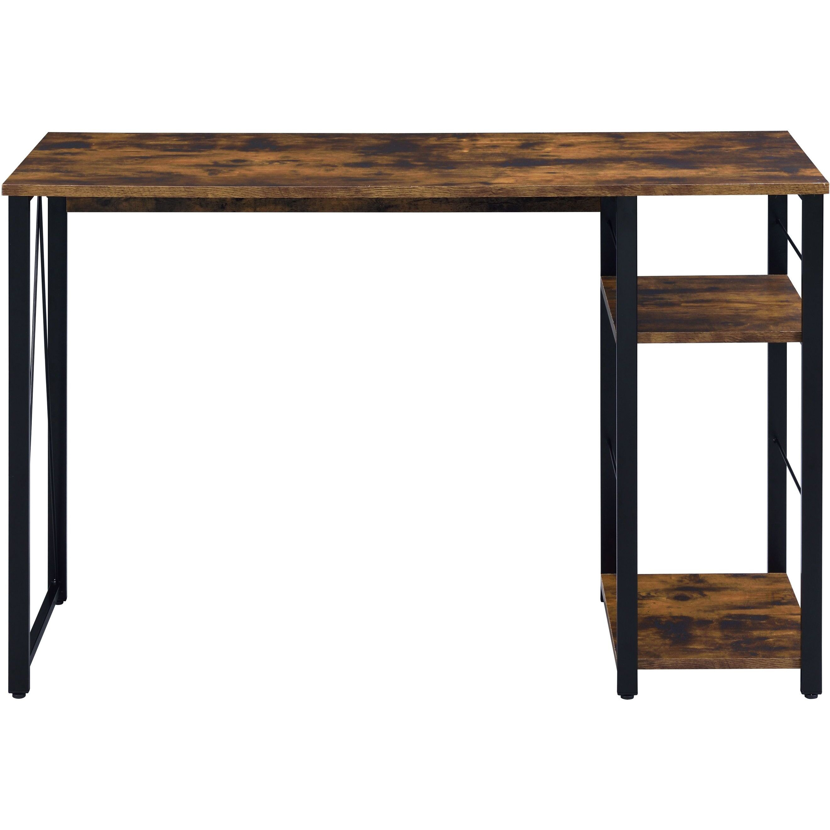 Weathered Oak And Black 2-Shelf Rectangular Writing Desk