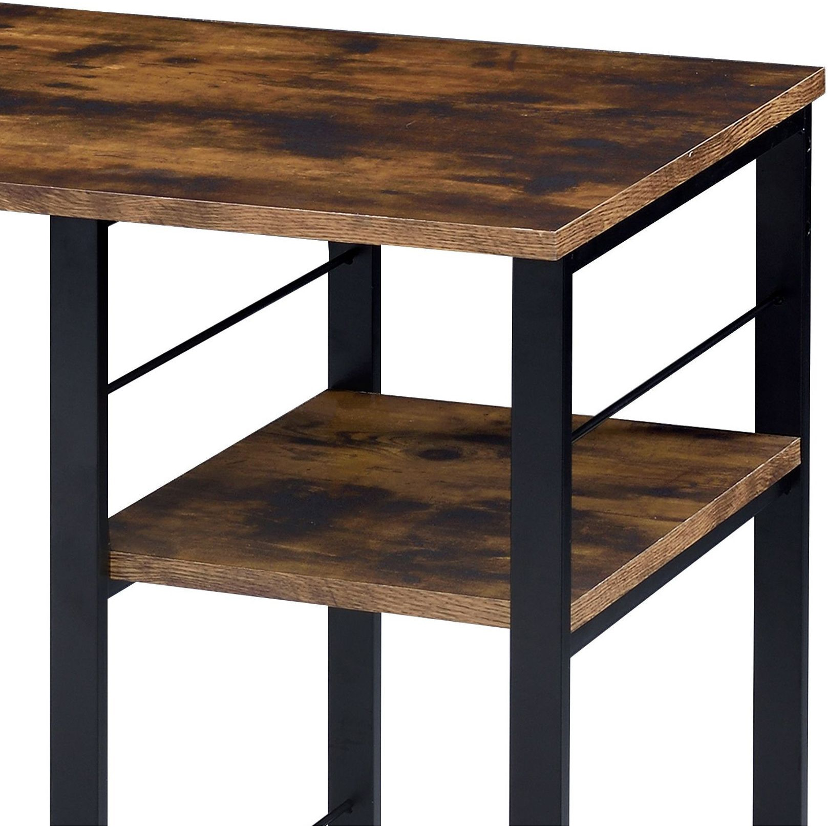 Weathered Oak And Black 2-Shelf Rectangular Writing Desk