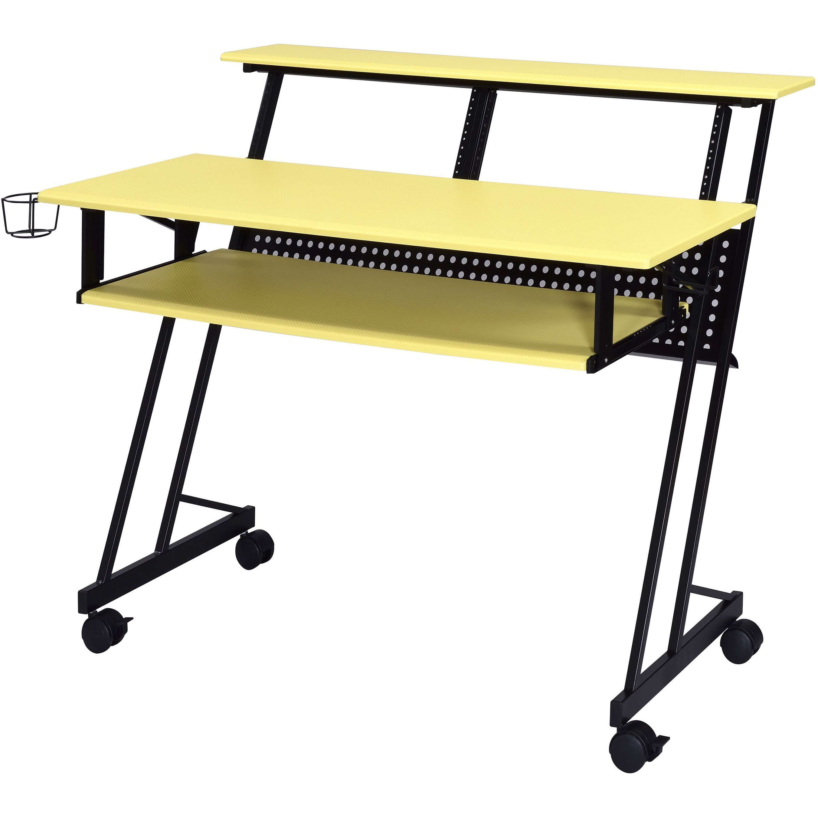 Yellow And Black Music Studio Desk With Keyboard Tray