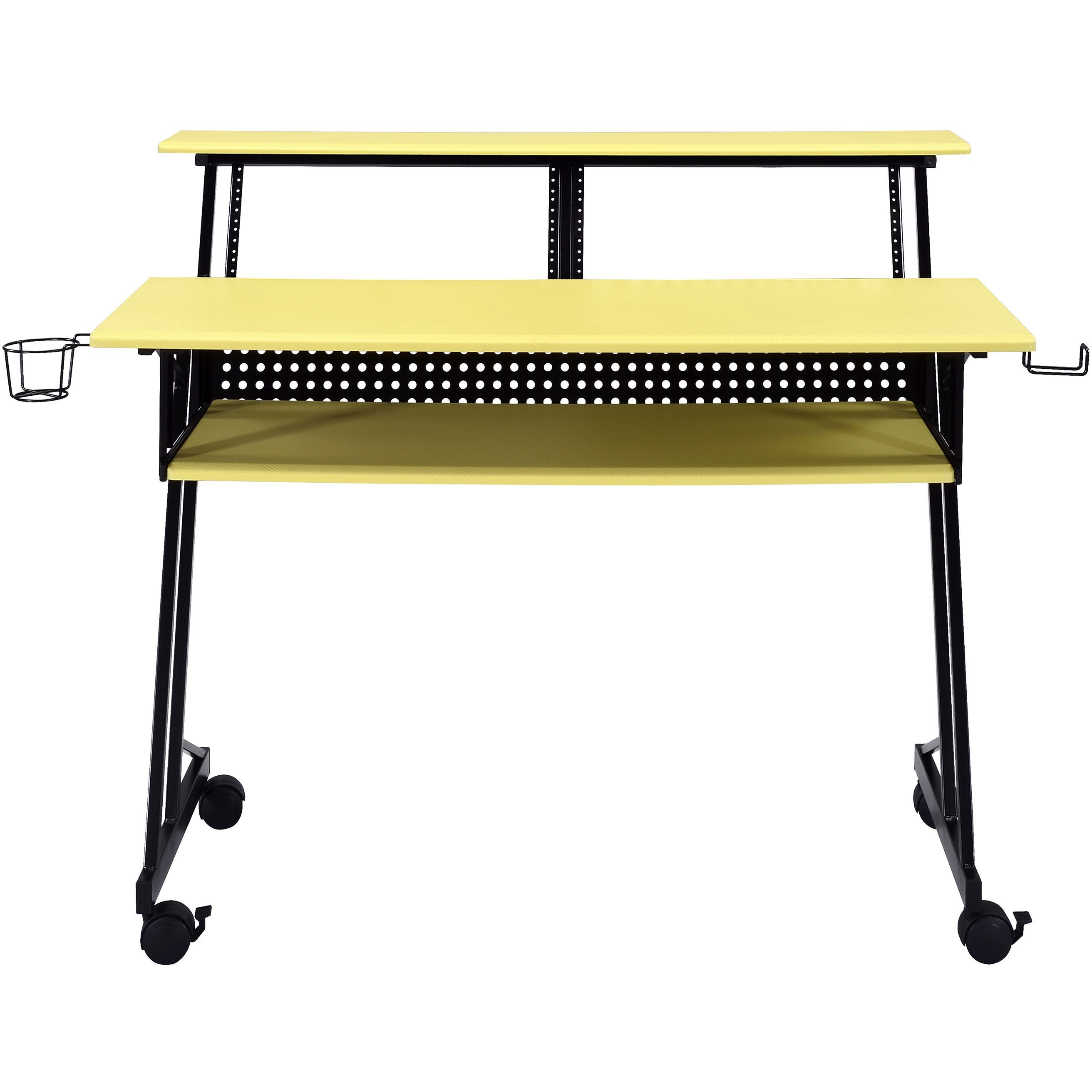 Yellow And Black Music Studio Desk With Keyboard Tray