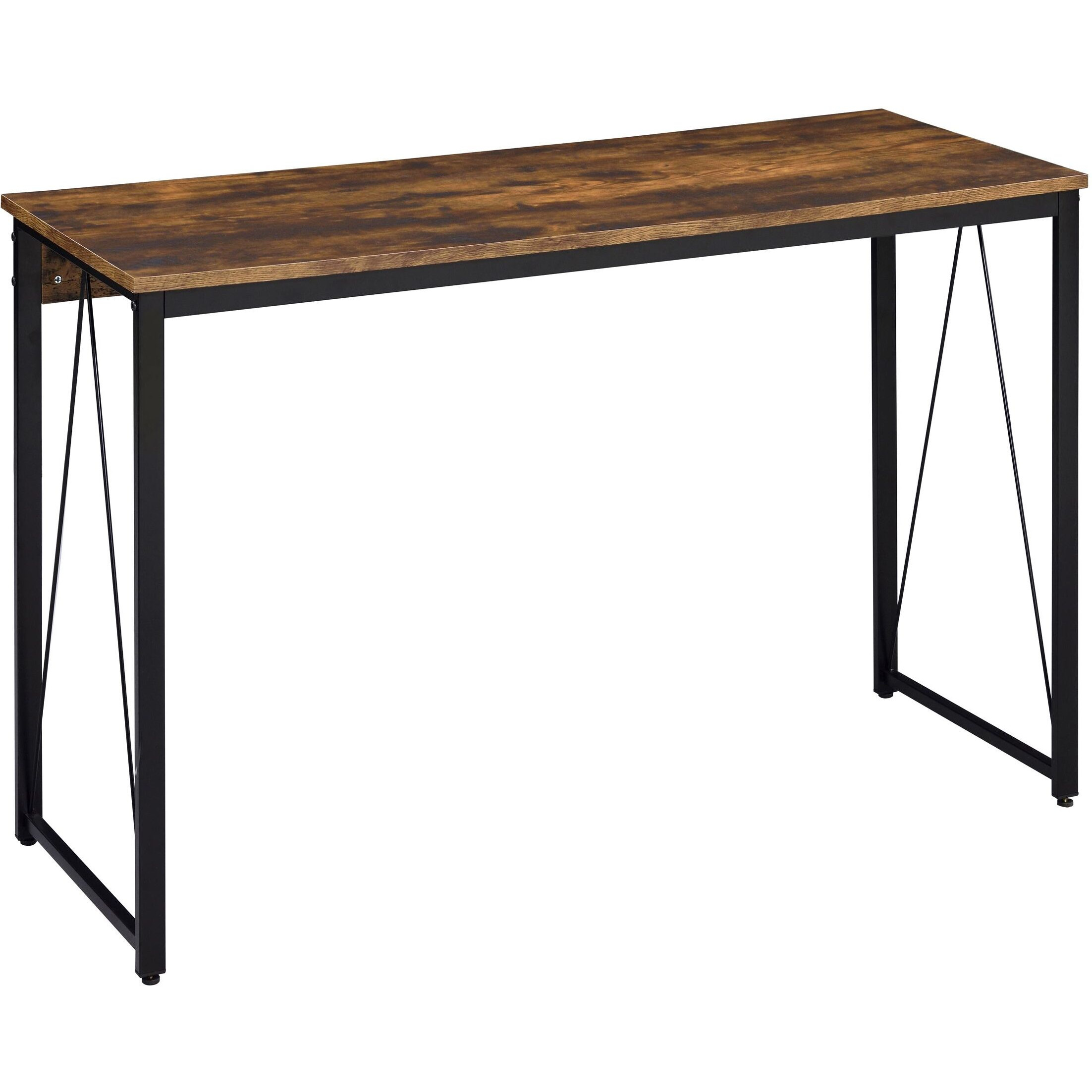 Weathered Oak And Black 47.5"" Writing Desk With Metal Sled Base