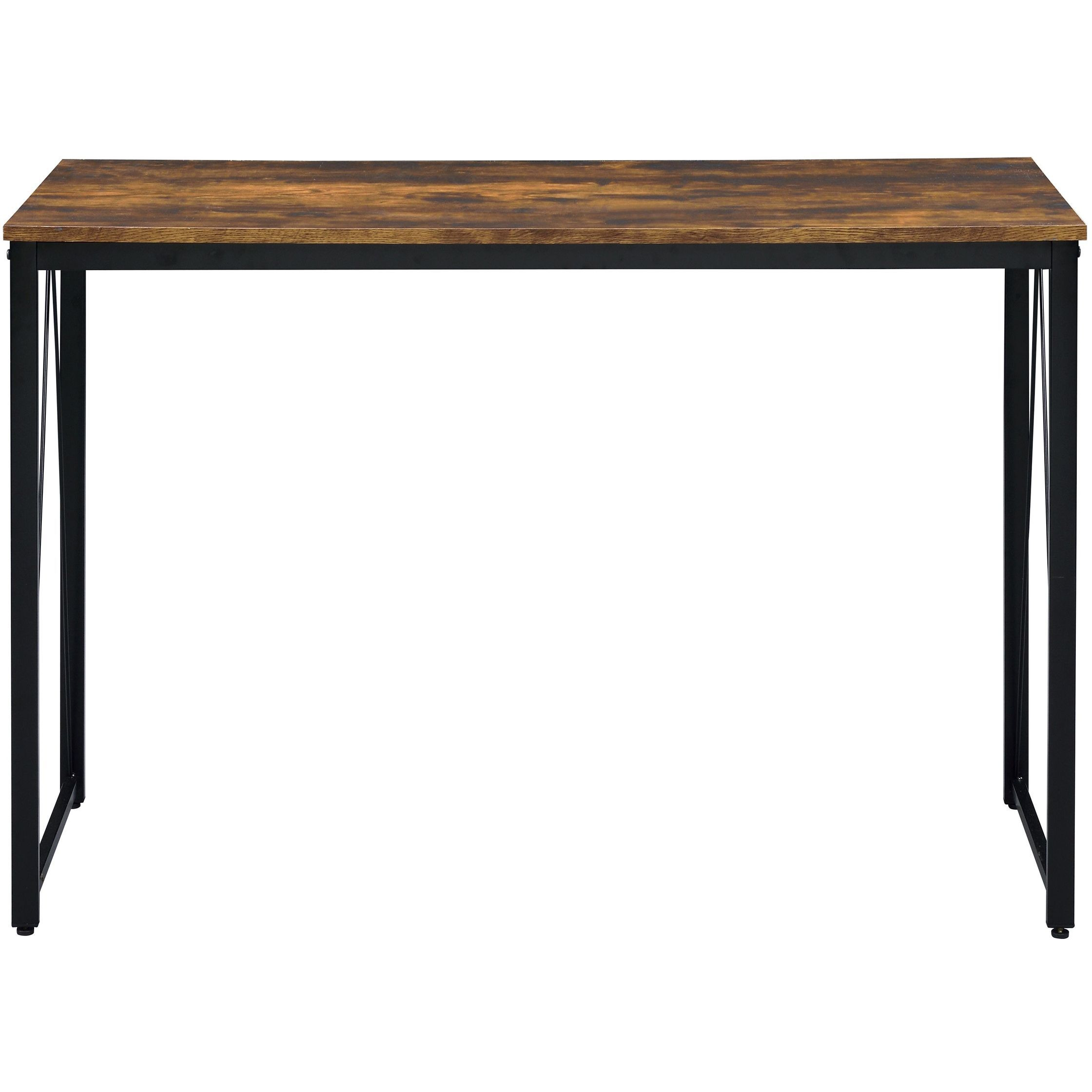 Weathered Oak And Black 47.5"" Writing Desk With Metal Sled Base