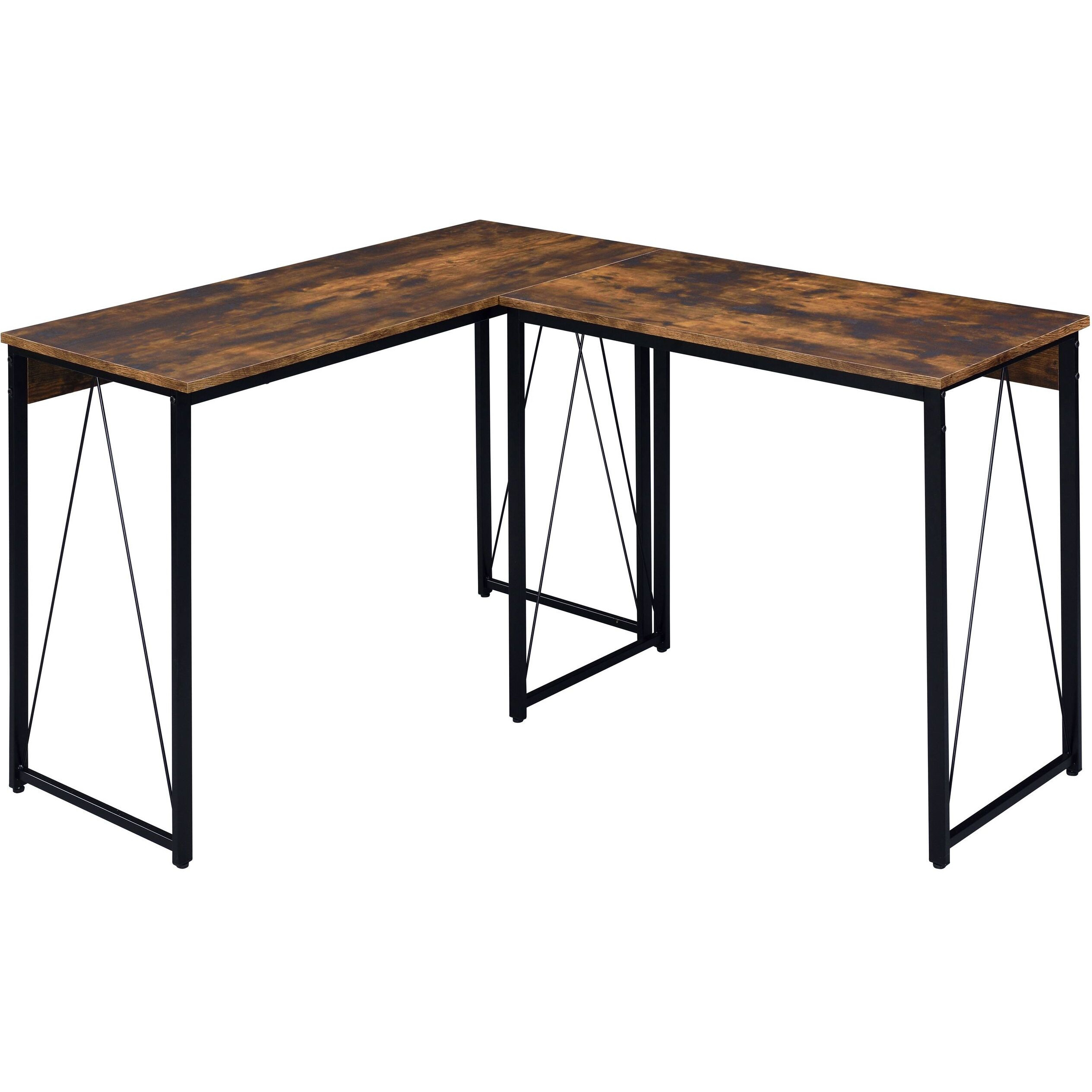 Weathered Oak And Black 47.5"" Writing Desk With Metal Sled Base