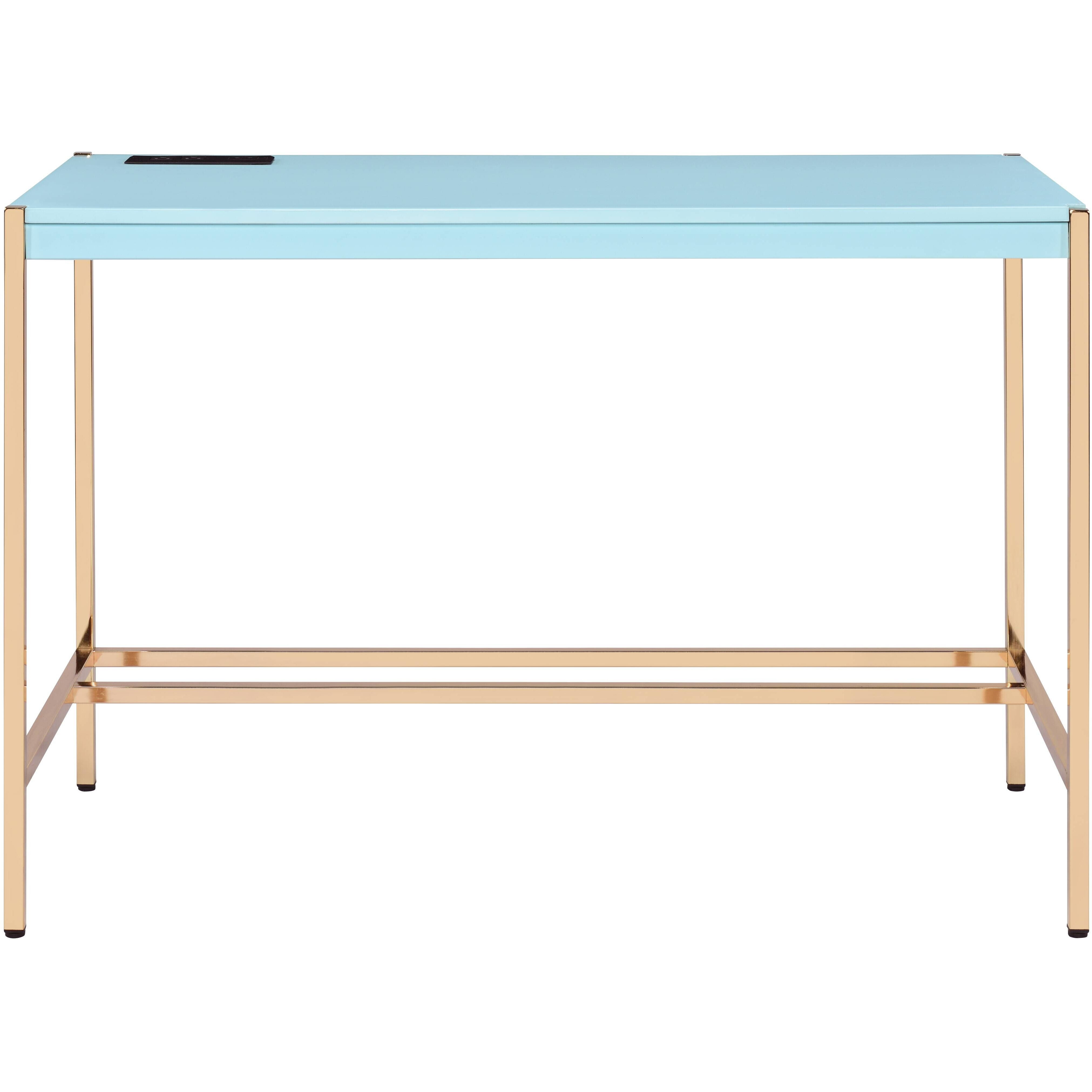 Baby Blue And Gold Writing Desk With Usb Ports