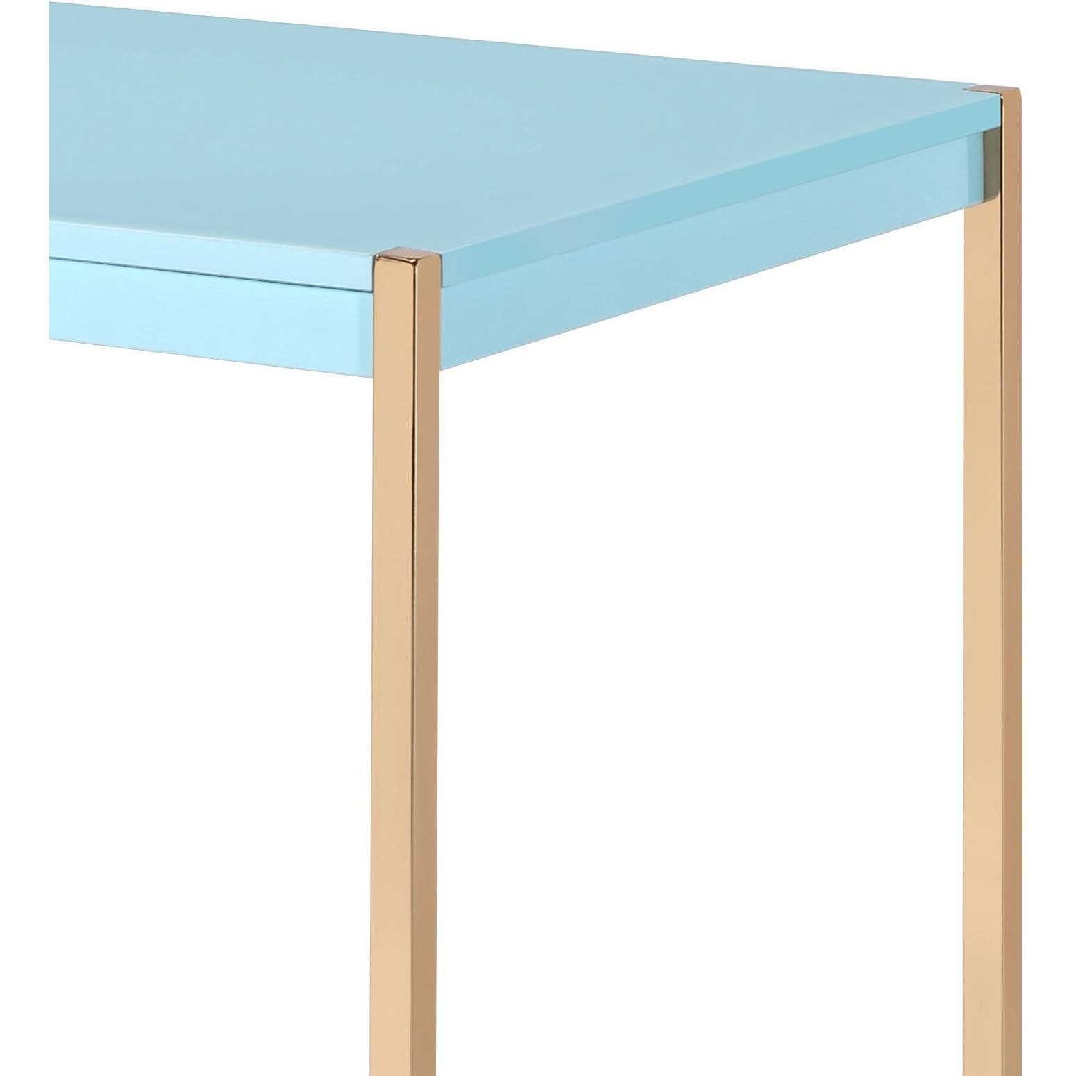 Baby Blue And Gold Writing Desk With Usb Ports