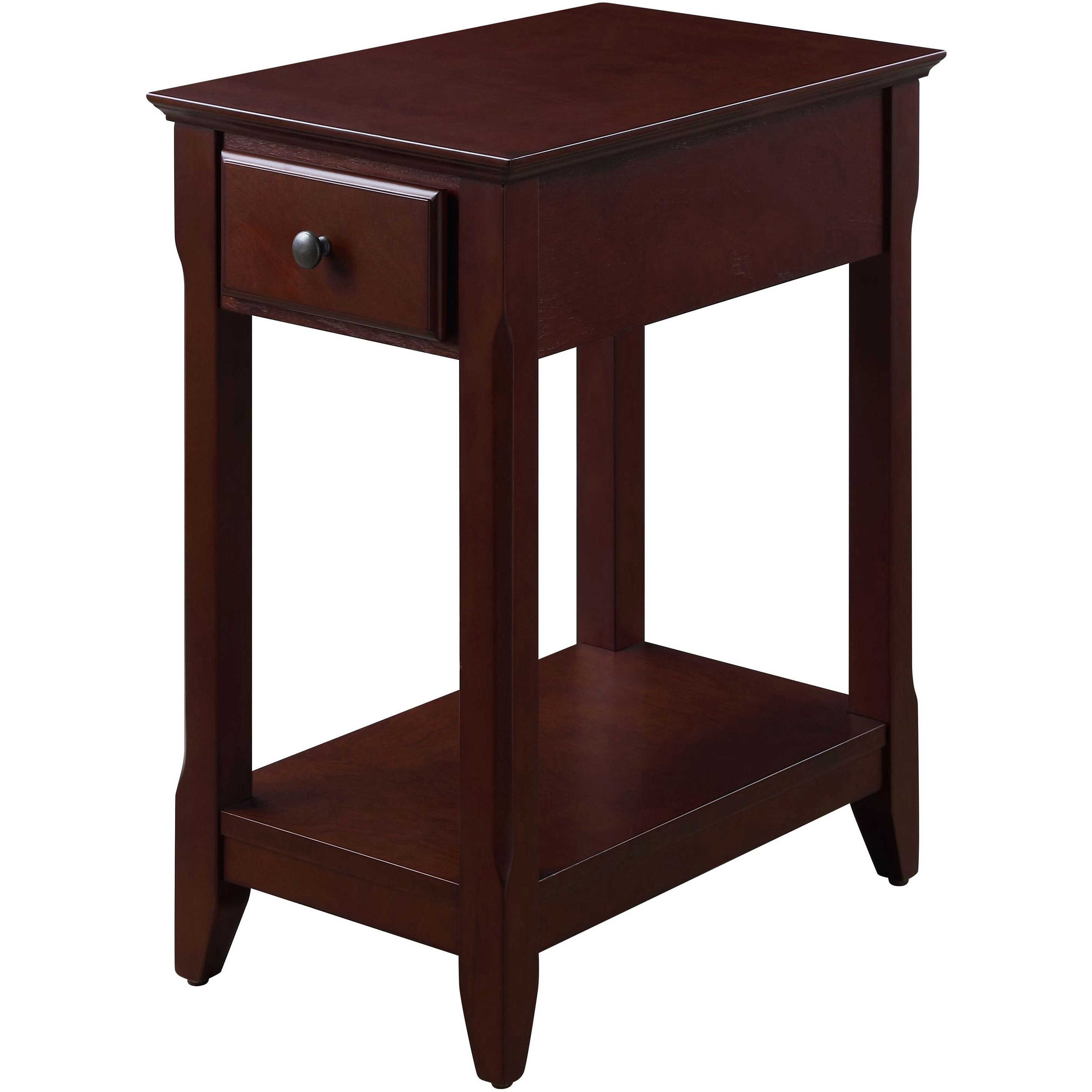 Espresso Accent Table With Bottom Shelf