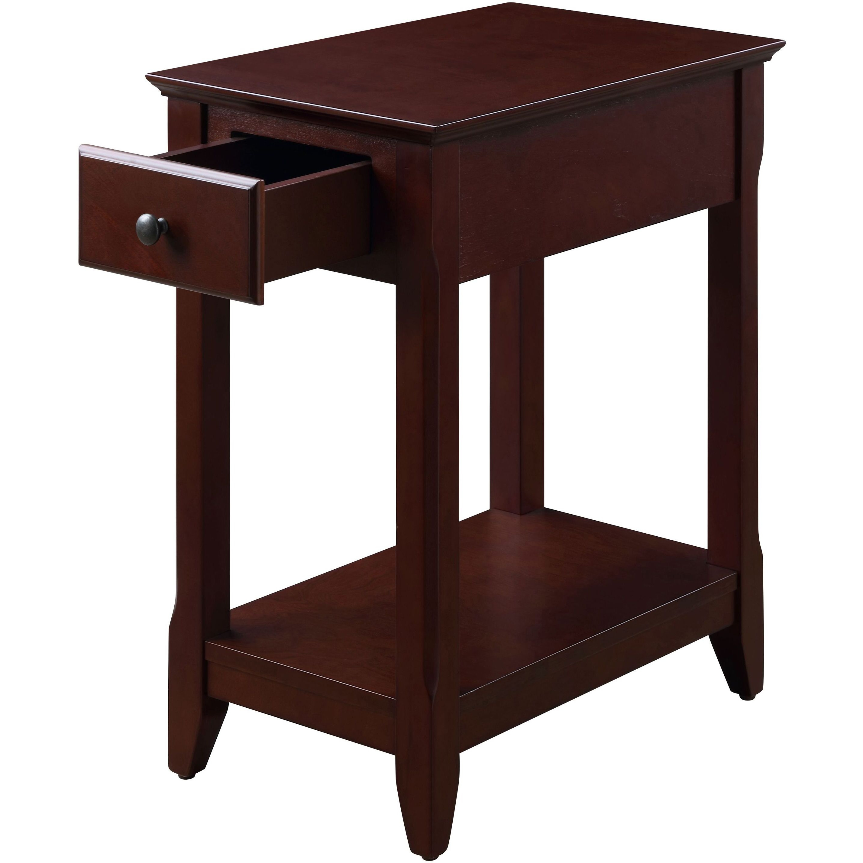 Espresso Accent Table With Bottom Shelf