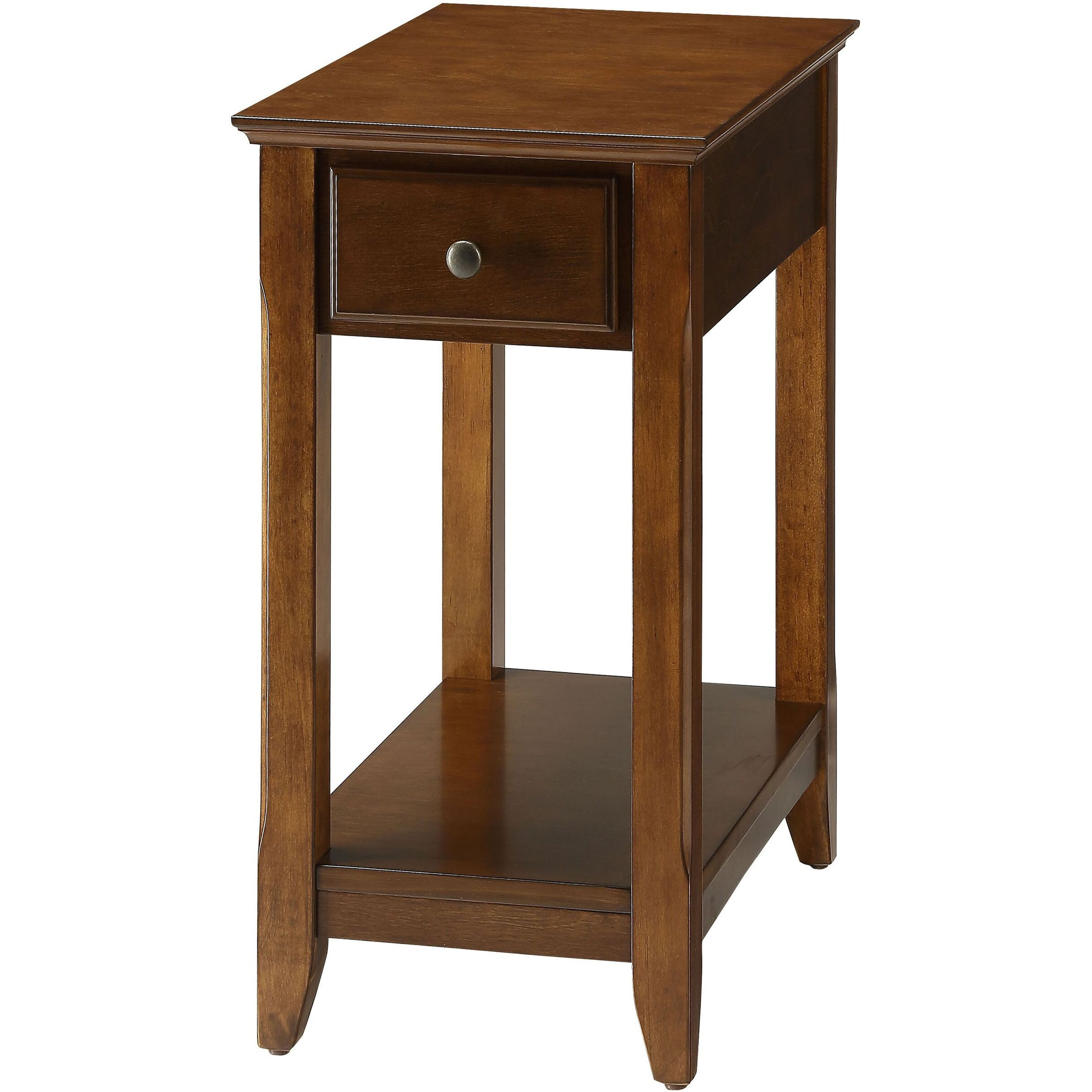 Walnut Accent Table With Bottom Shelf