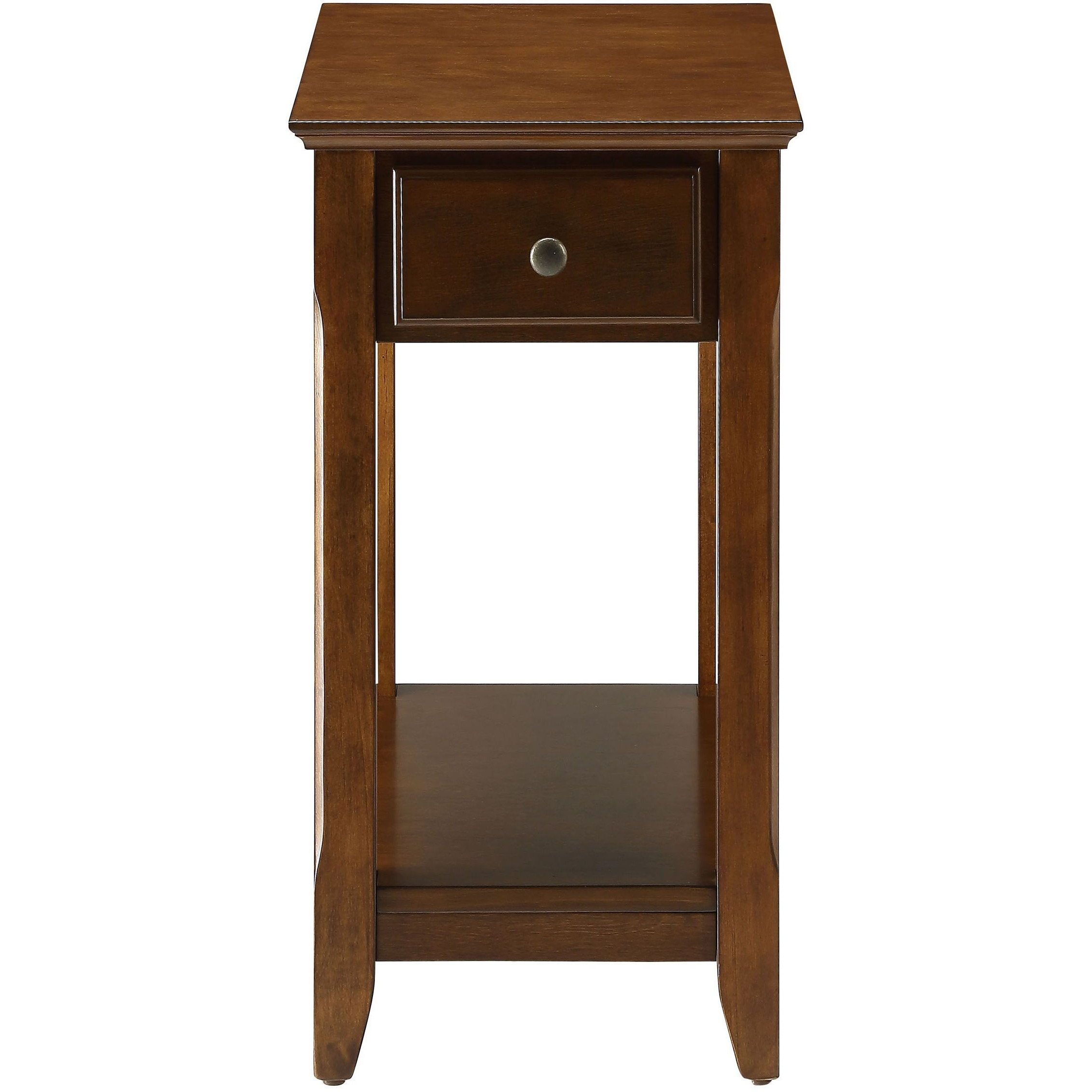 Walnut Accent Table With Bottom Shelf