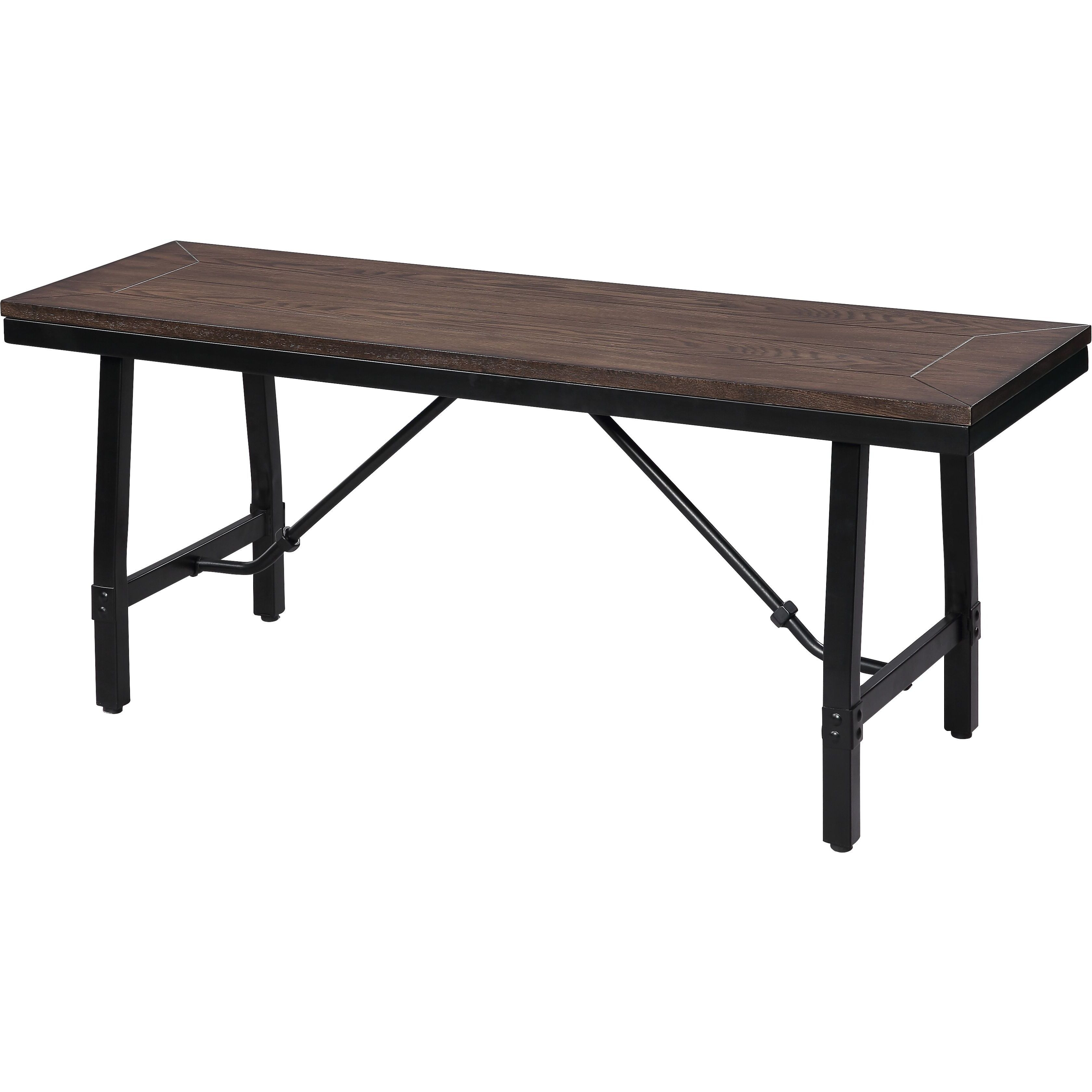 Oak And Black Rectangle Bench