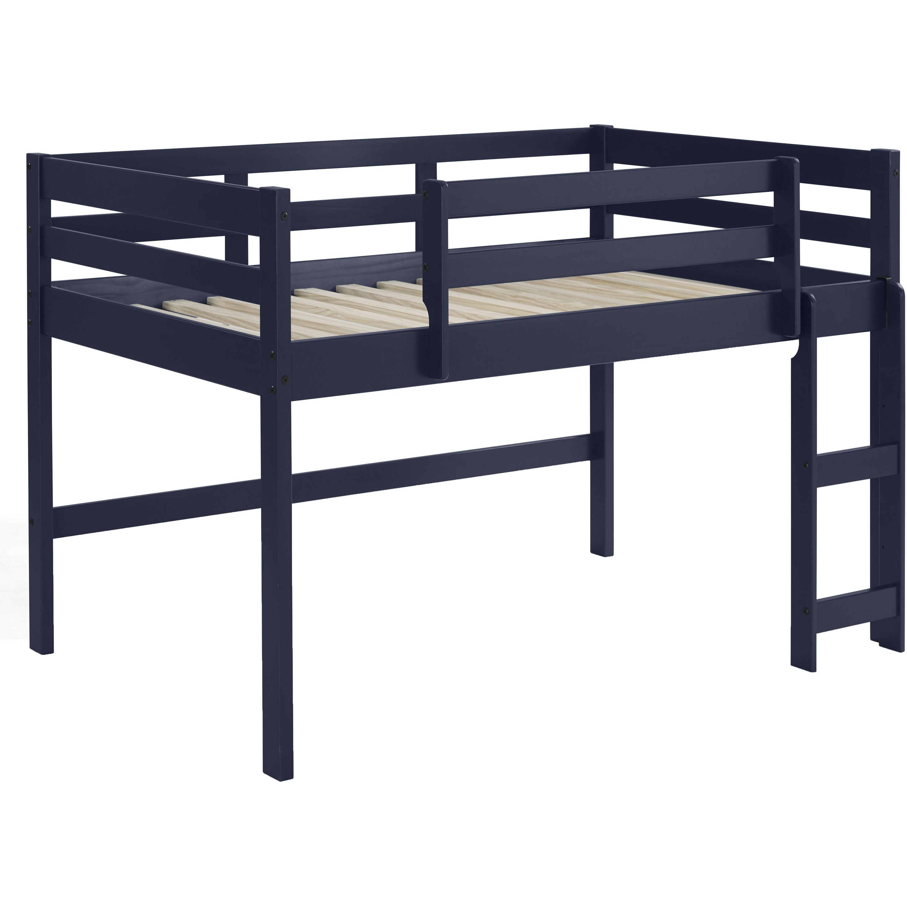 Navy Blue Twin Loft Bed With Reversible Ladder