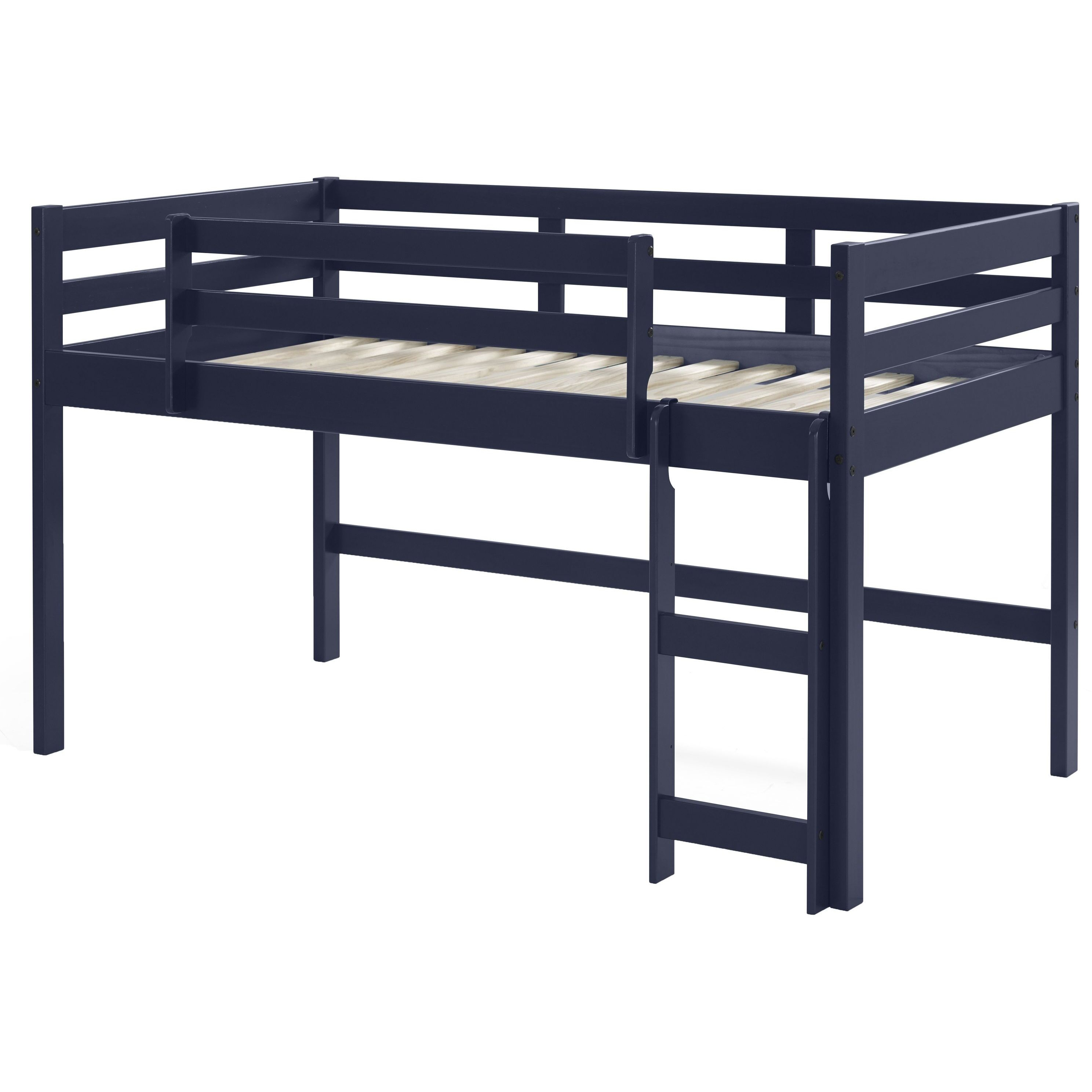 Navy Blue Twin Loft Bed With Reversible Ladder